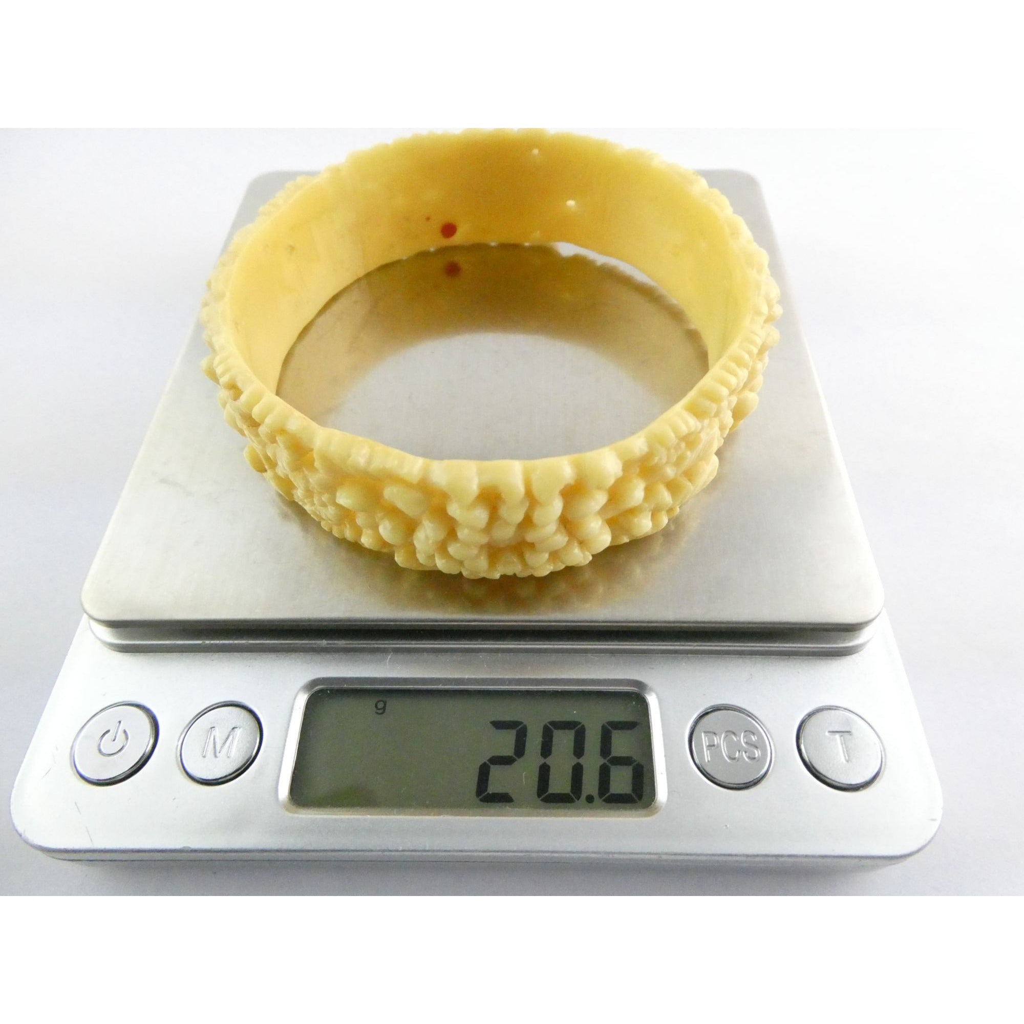 Vintage Celluloid Plastic Floral Bangle Bracelet 7.75 Inch Fit 20.6 Grams Weight