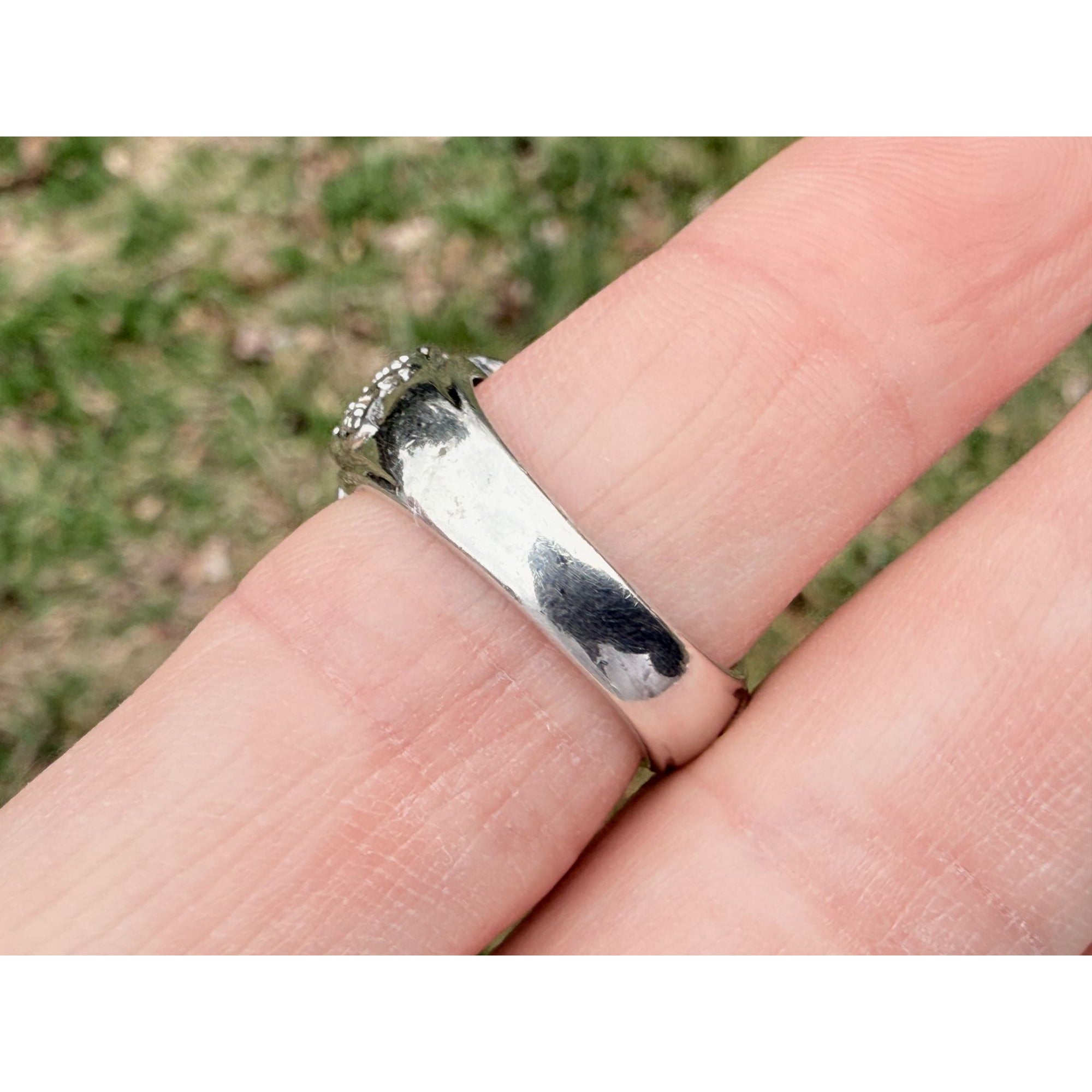 Designer Sterling Silver Faceted Smoky Quartz and Rock Crystal Ring Size 7.75