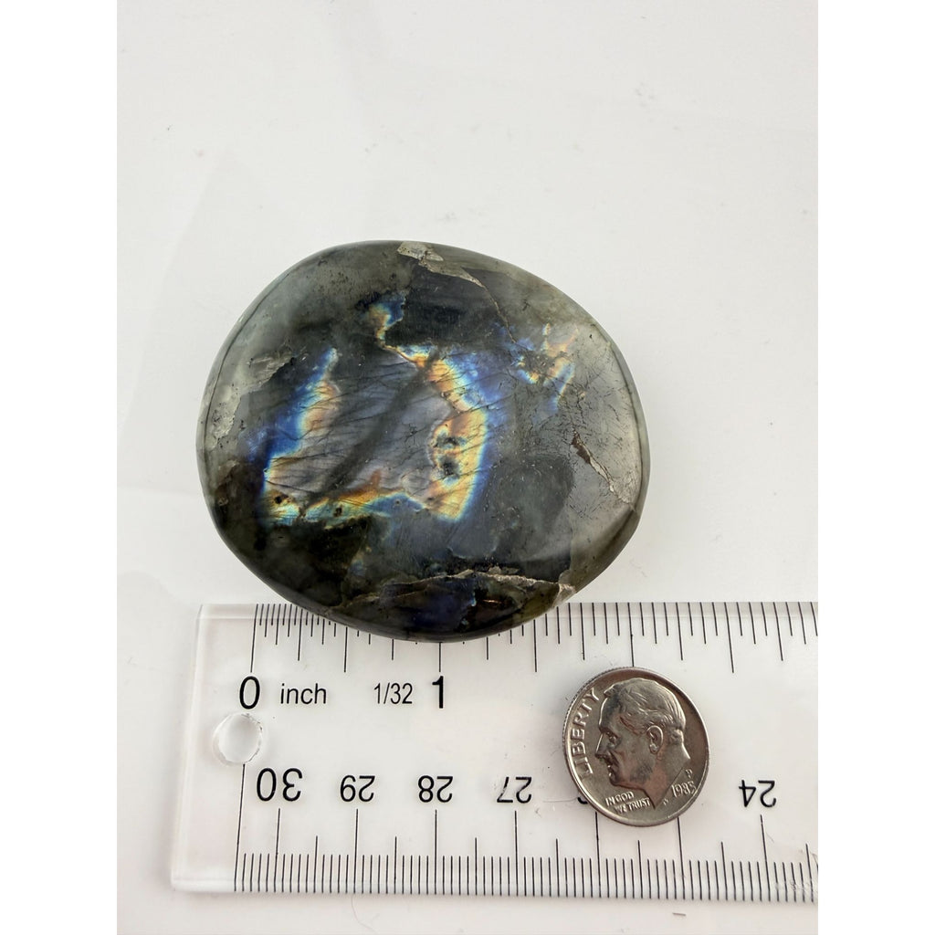 Polished Round Form Labradorite Piece Specimen 81.7g Weight 2 Inch Max Length