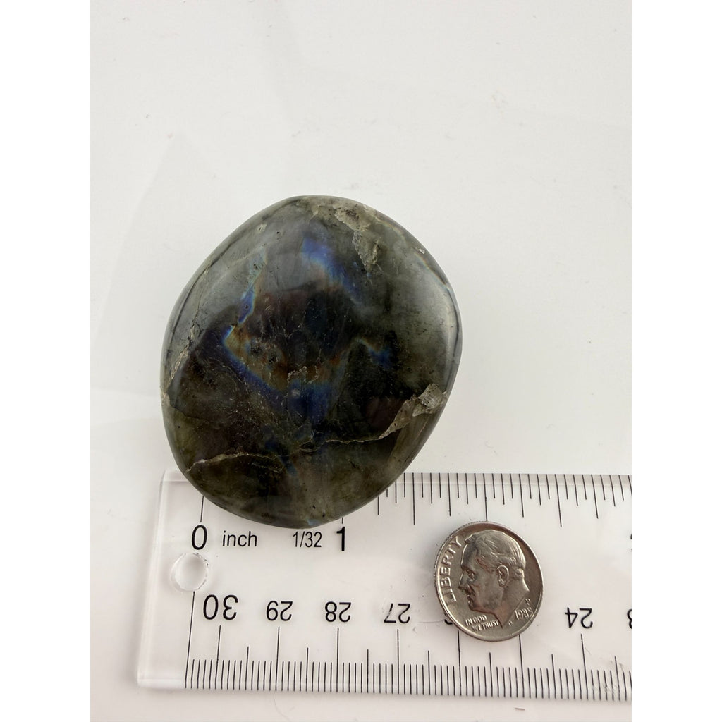 Polished Round Form Labradorite Piece Specimen 81.7g Weight 2 Inch Max Length