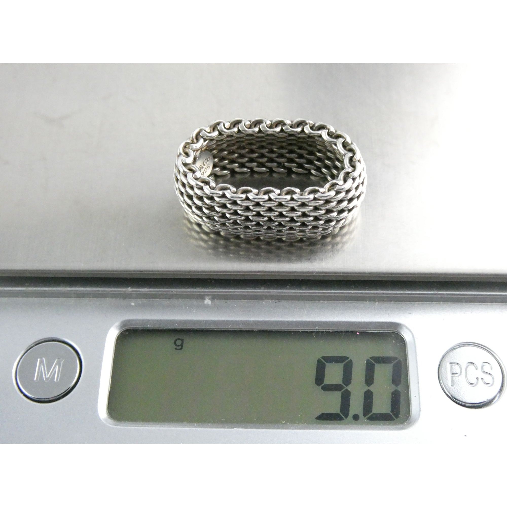 Tiffany and Co Somerset Mesh Sterling Silver Weave Ring Size 6 with Pouch 9g