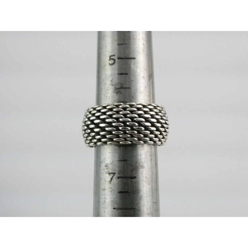 Tiffany and Co Somerset Mesh Sterling Silver Weave Ring Size 6 with Pouch 9g