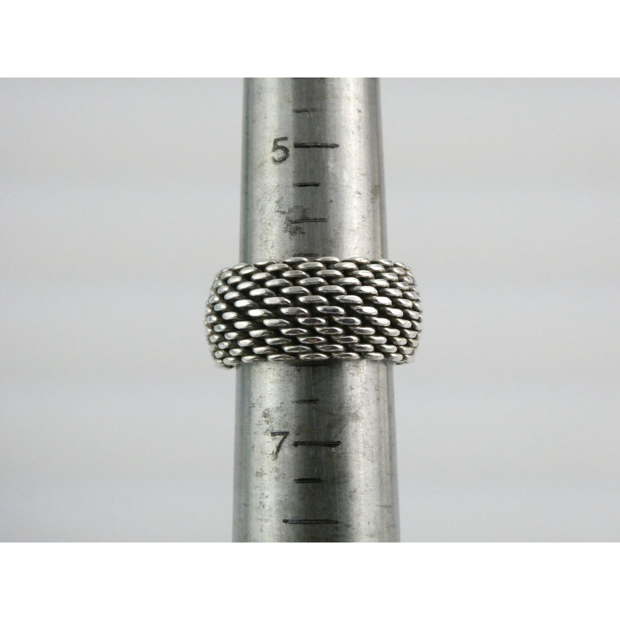 Tiffany and Co Somerset Mesh Sterling Silver Weave Ring Size 6 with Pouch 9g