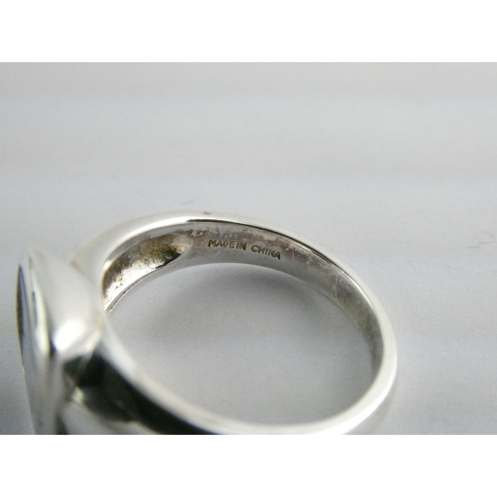 Sterling Silver Blue Opal Mosaic Inlay Ring Size 8 Weighs 7.3g 925