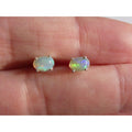 Sterling Silver Ethiopian Opal Oval Cabochon Earrings 6mm Length NEW and UNUSED