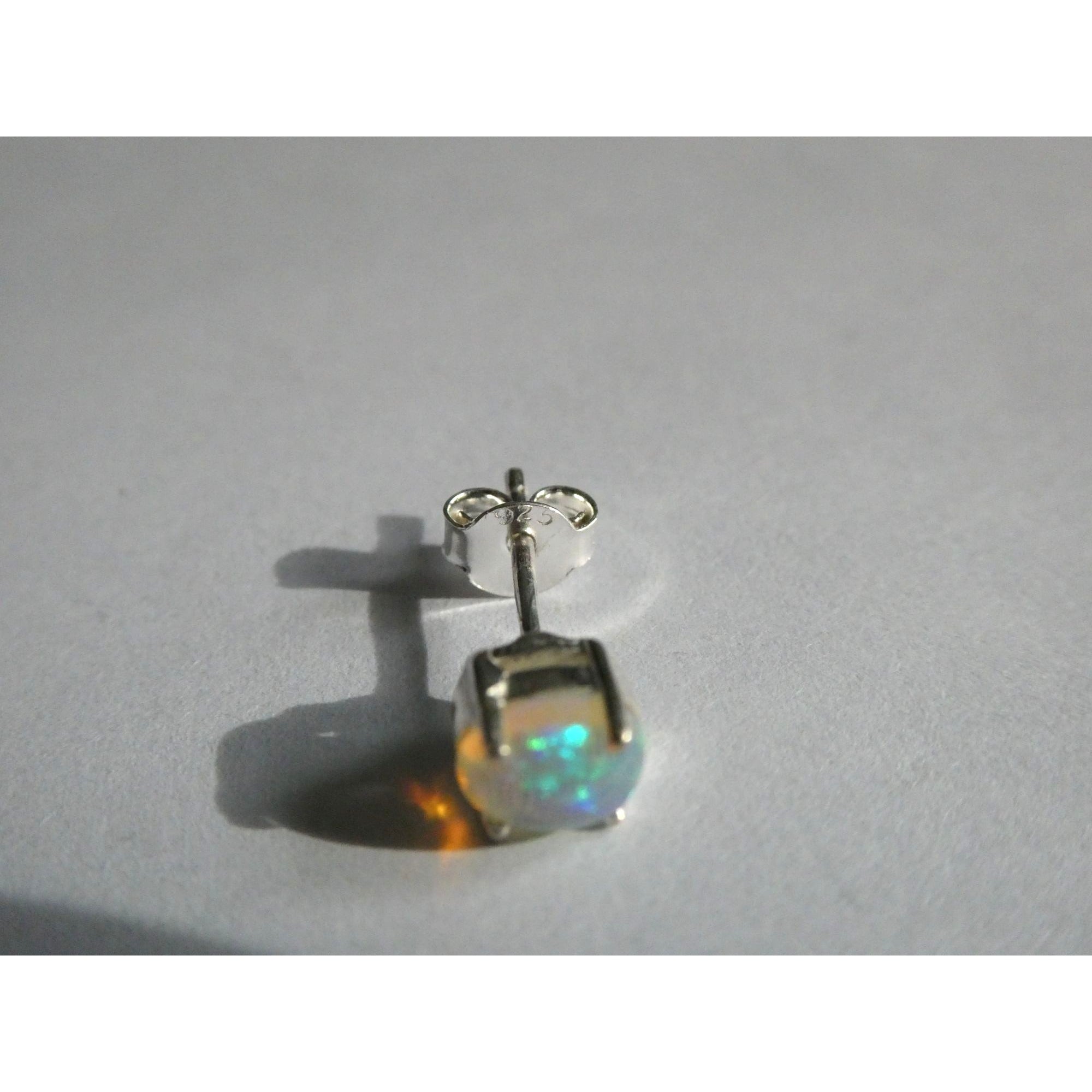 Sterling Silver Ethiopian Opal Oval Cabochon Earrings 6mm Length NEW and UNUSED