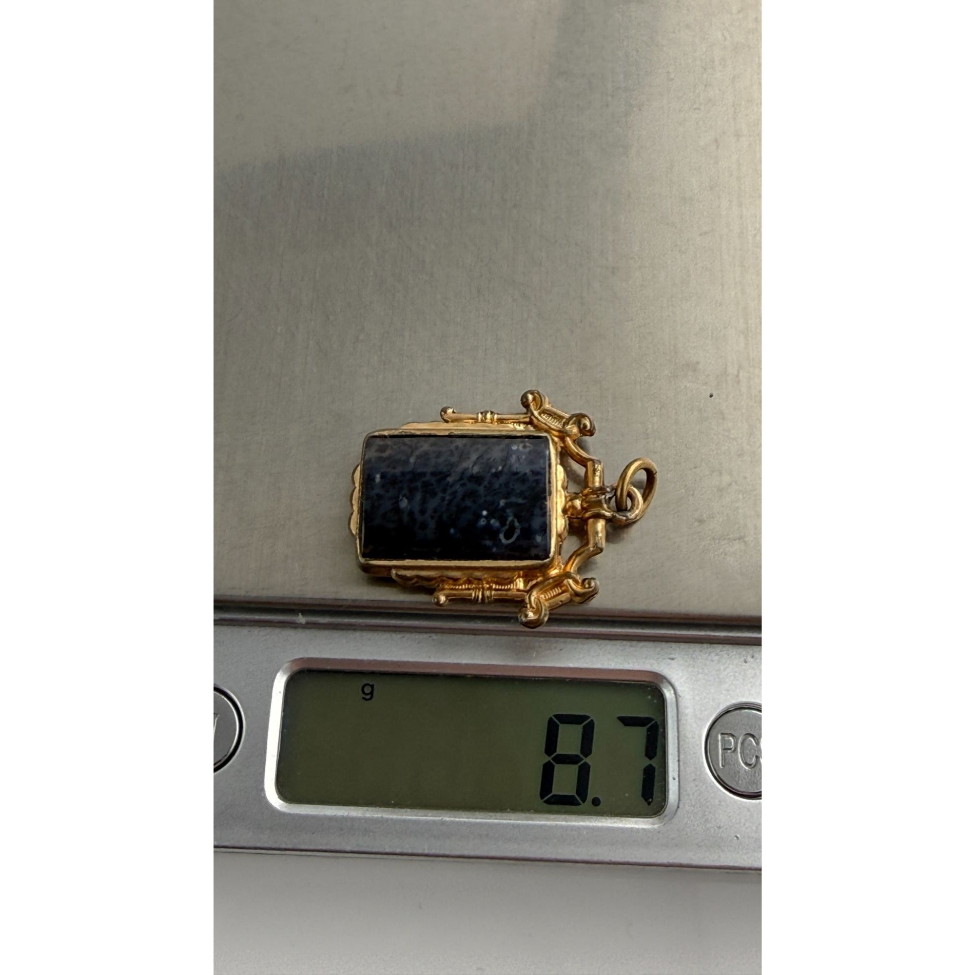 Antique Victorian Moss Agate Double Sided Pendant 8.7g Natural Tree Silhouette
