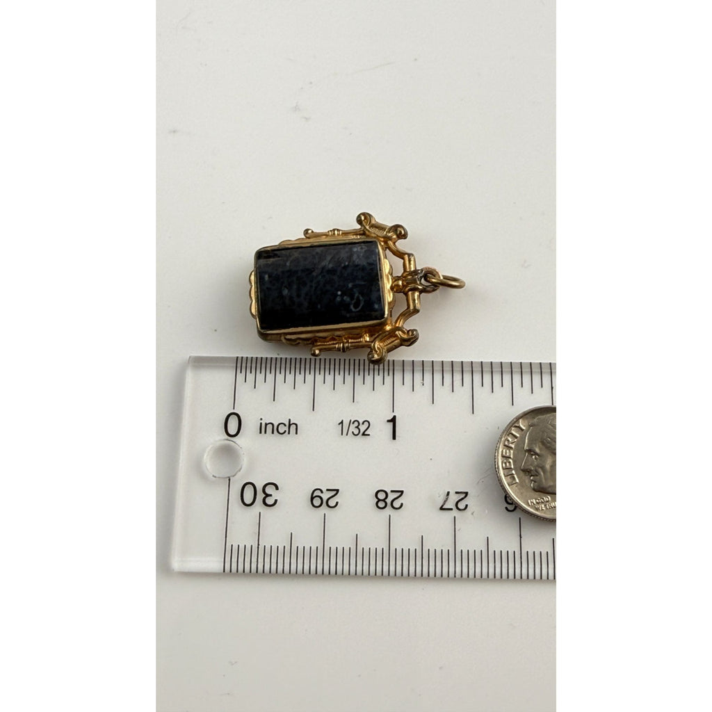 Antique Victorian Moss Agate Double Sided Pendant 8.7g Natural Tree Silhouette