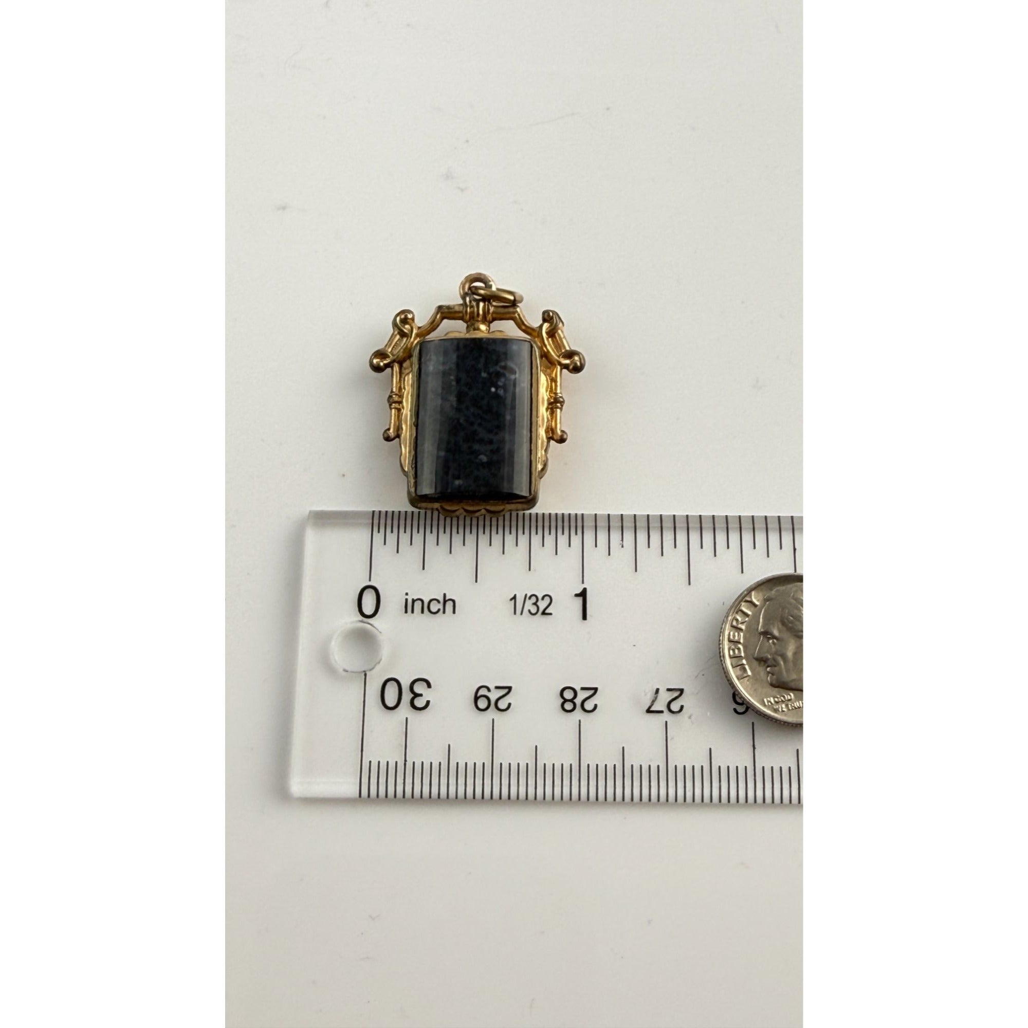 Antique Victorian Moss Agate Double Sided Pendant 8.7g Natural Tree Silhouette
