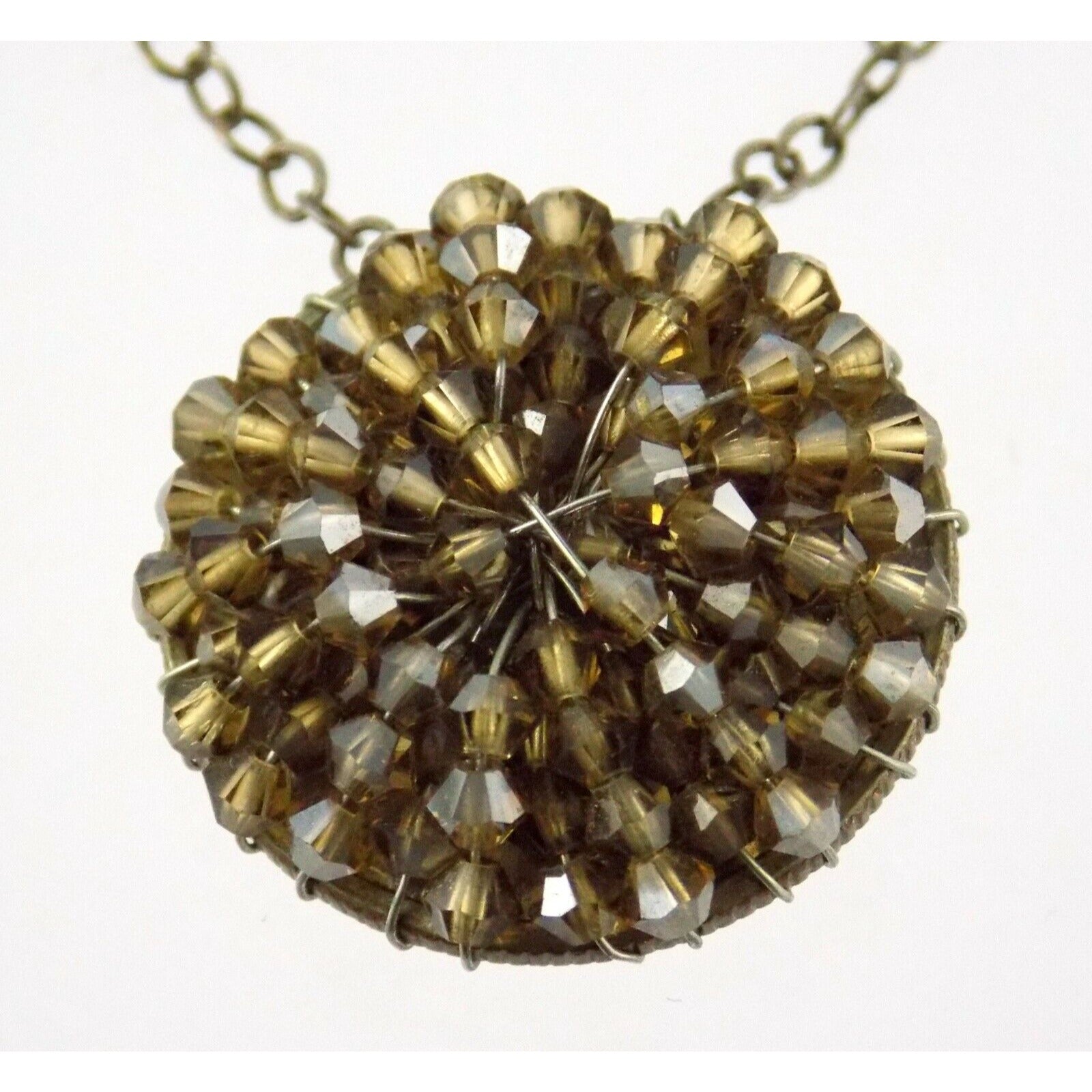Handmade Wire Beaded American Quarter Pendant Necklace Silvertone Metal Chain