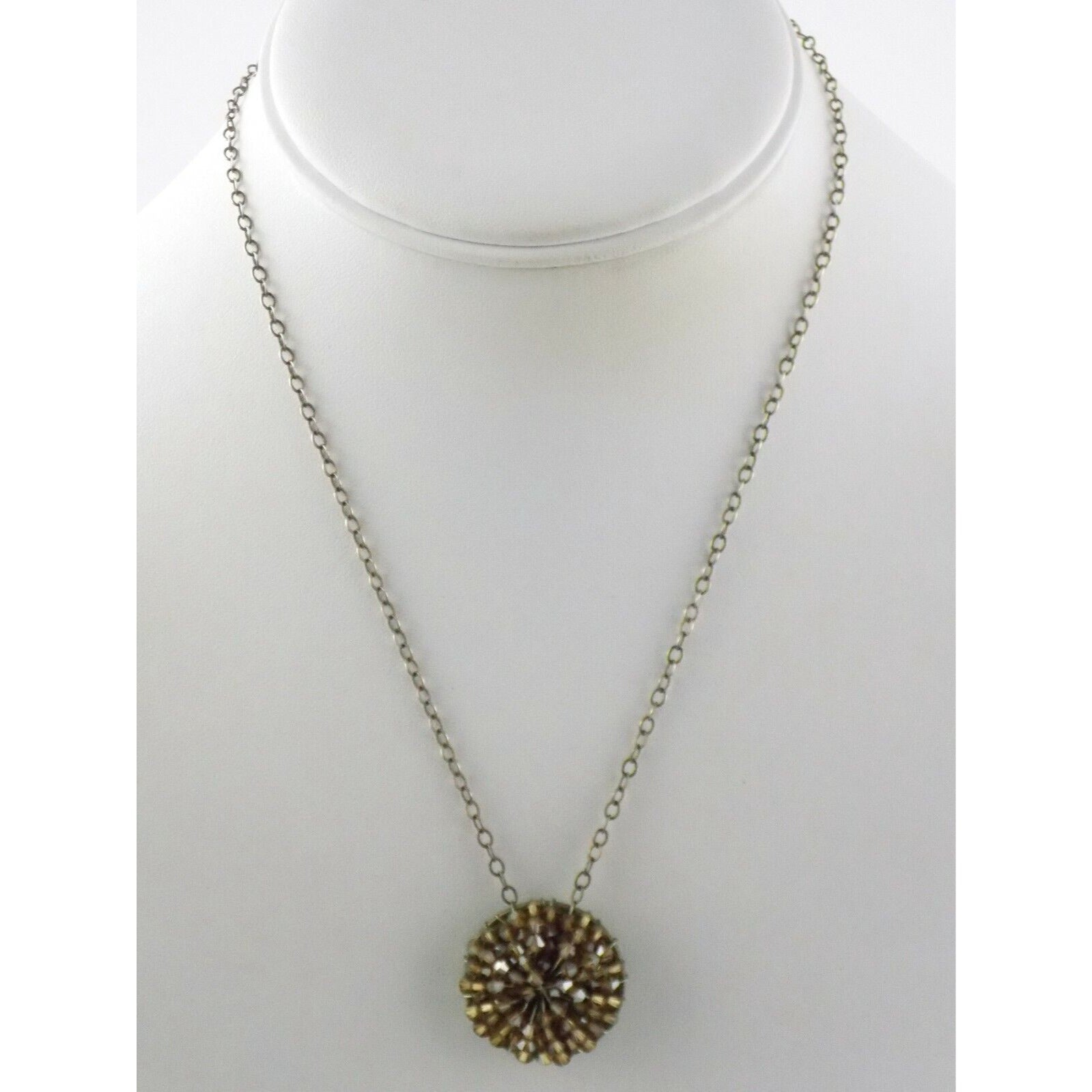 Handmade Wire Beaded American Quarter Pendant Necklace Silvertone Metal Chain
