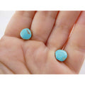Gilt Sterling Silver Freeform Turquoise Cabochon Stud Earrings 1.5g 8mm Diameter