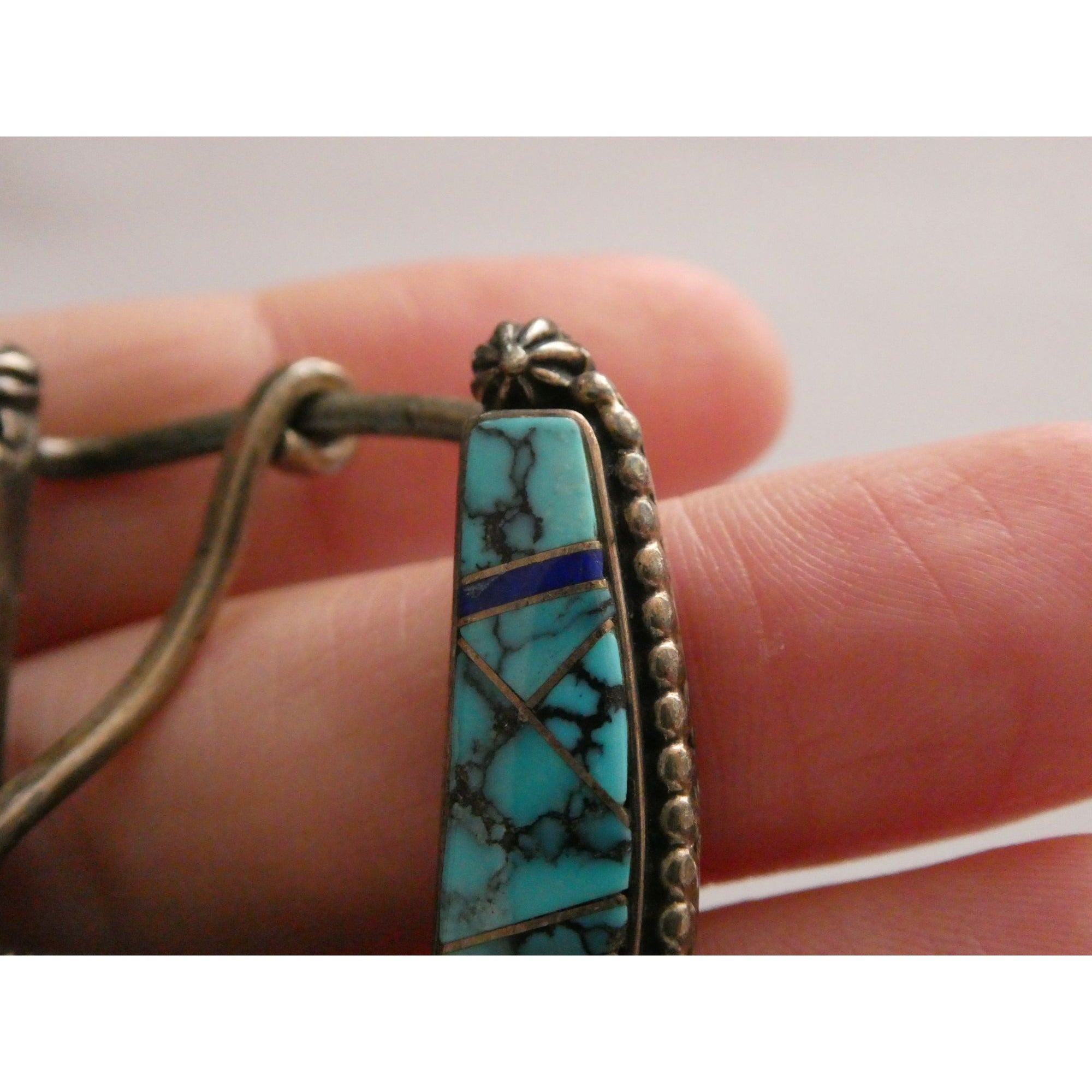 NA Zora Joe Zuni Sterling Silver Turquoise Lapis Coral Inlay Belt Buckle 23g