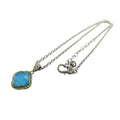 Andrea Candela Doublet Turquoise Clover 18k and Sterling Silver Pendant Necklace