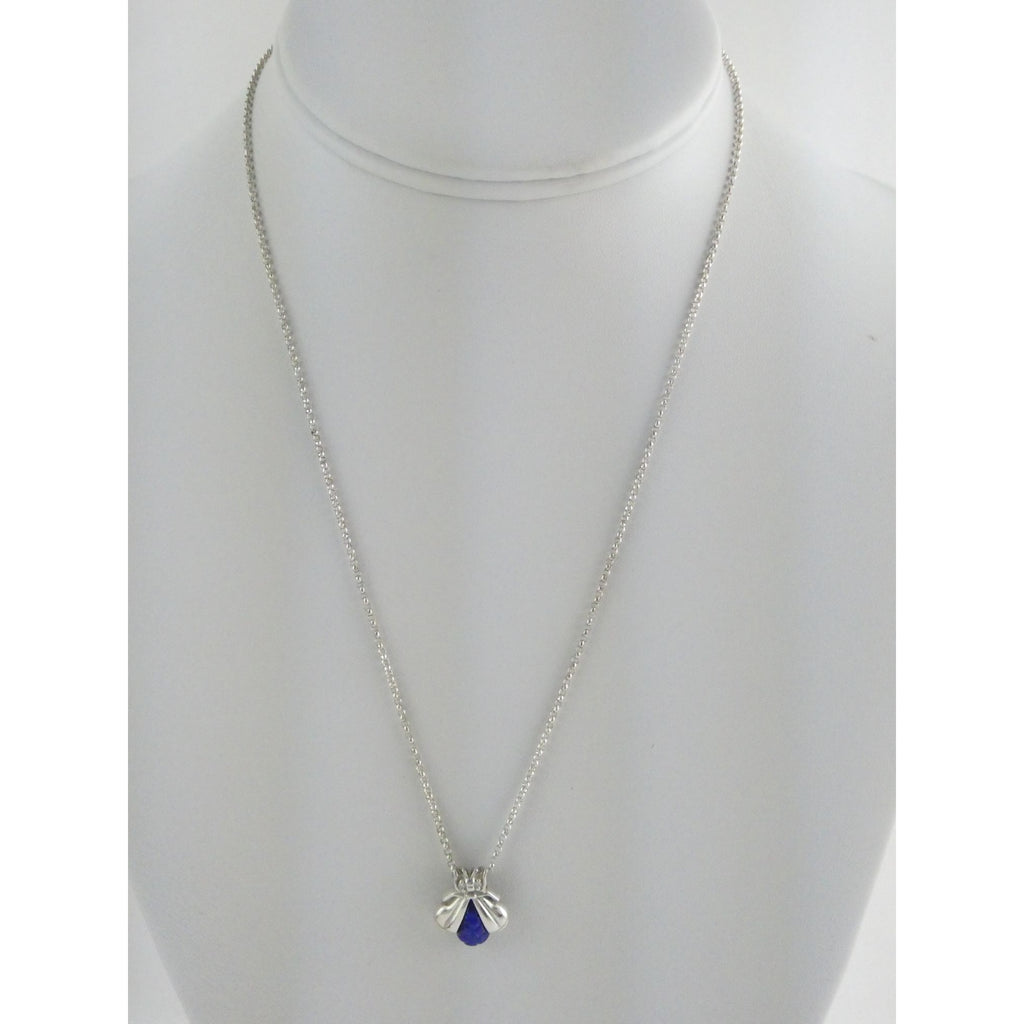 Slane & Slane Sterling Silver Lapis and Natural Diamond Eye Bee Pendant Necklace