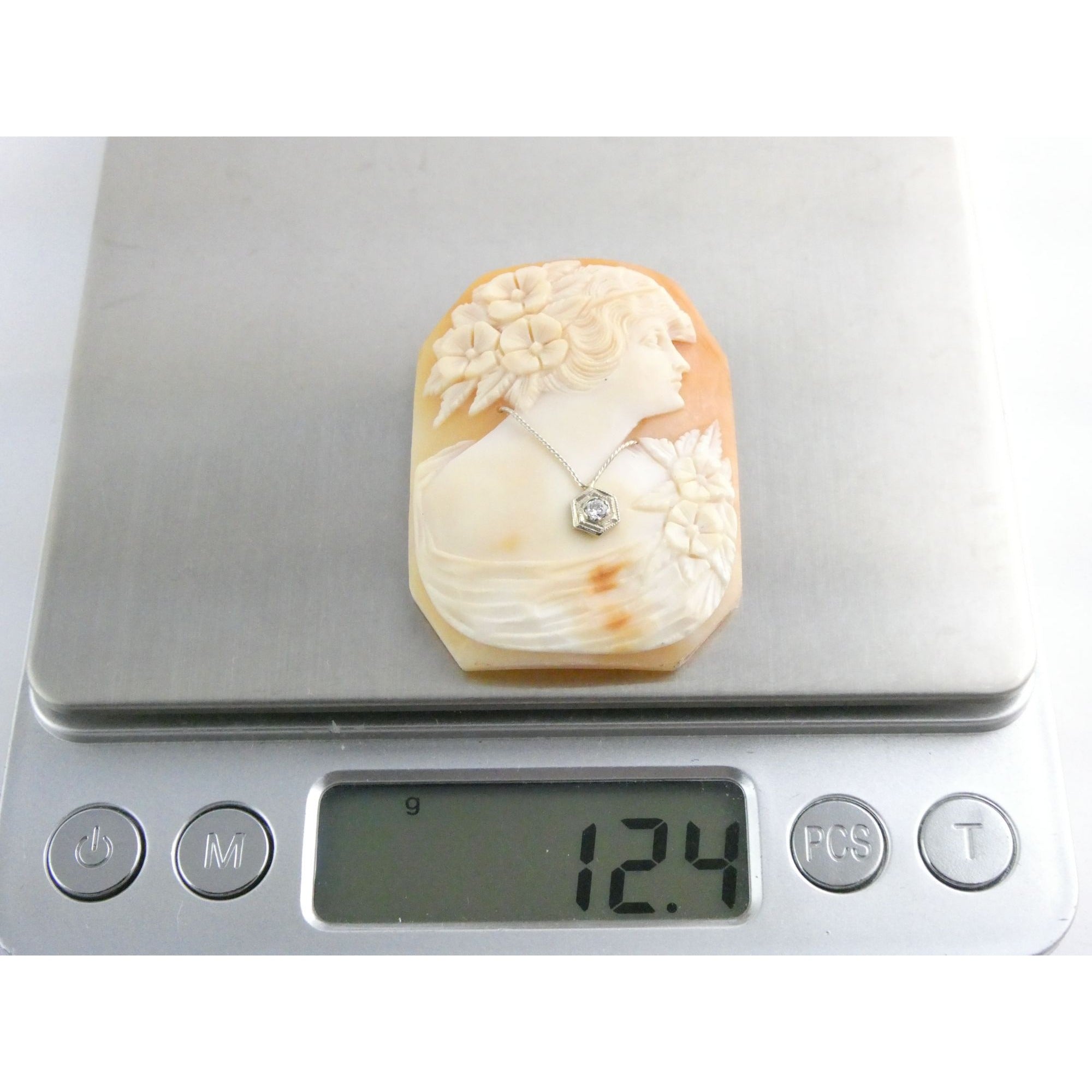 Antique Art Nouveau Shell Loose Cameo Habille Old Mine Diamond 45mm x 33mm Size