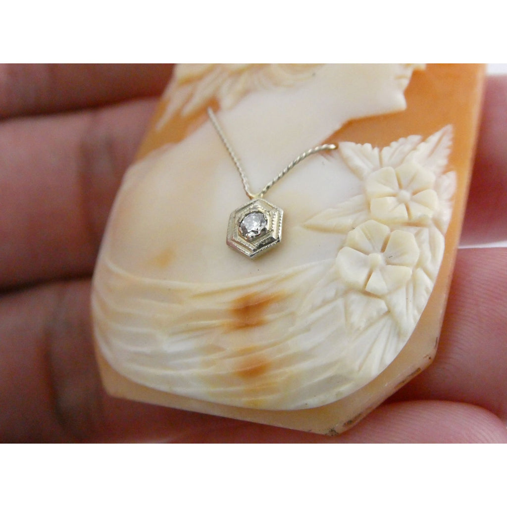Antique Art Nouveau Shell Loose Cameo Habille Old Mine Diamond 45mm x 33mm Size