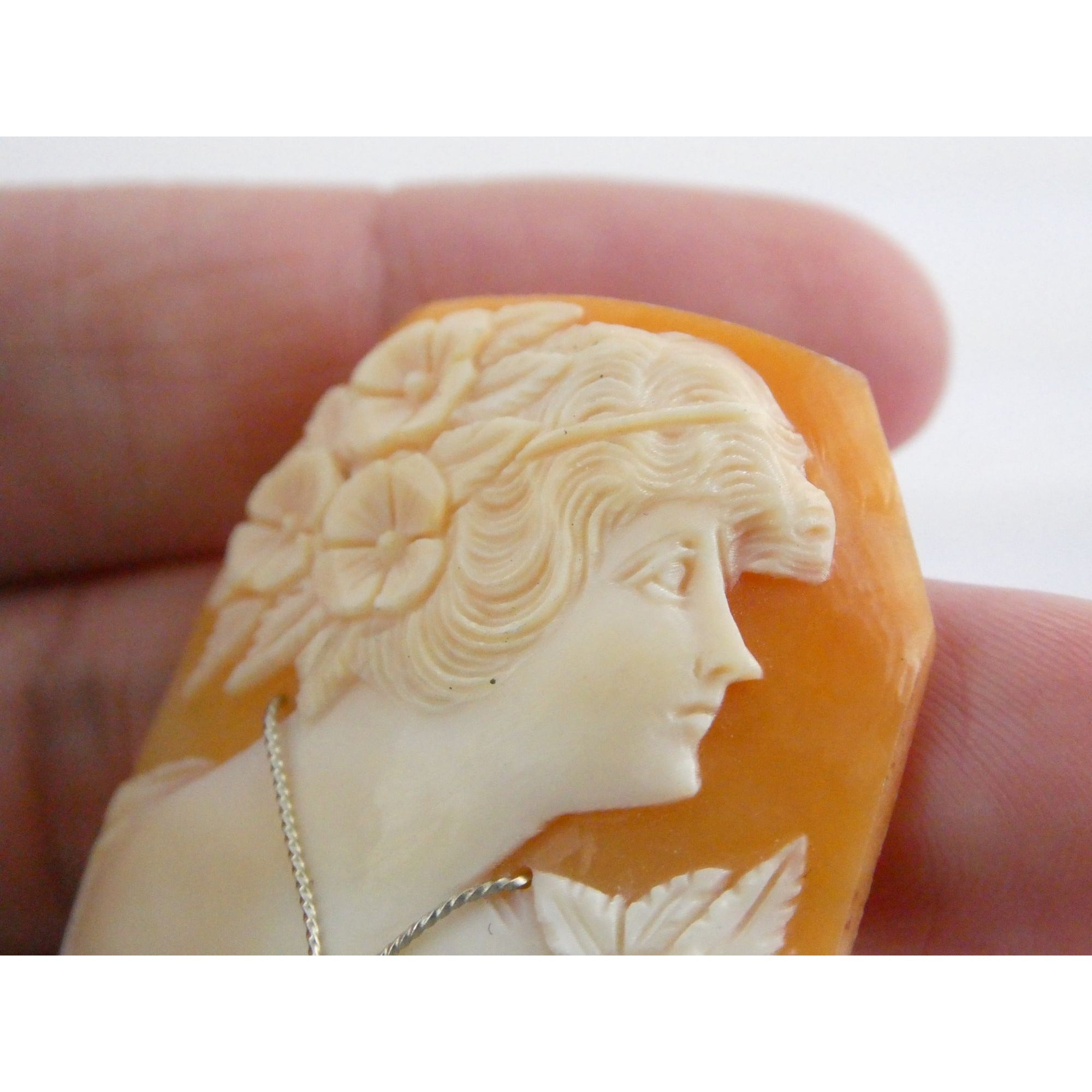 Antique Art Nouveau Shell Loose Cameo Habille Old Mine Diamond 45mm x 33mm Size