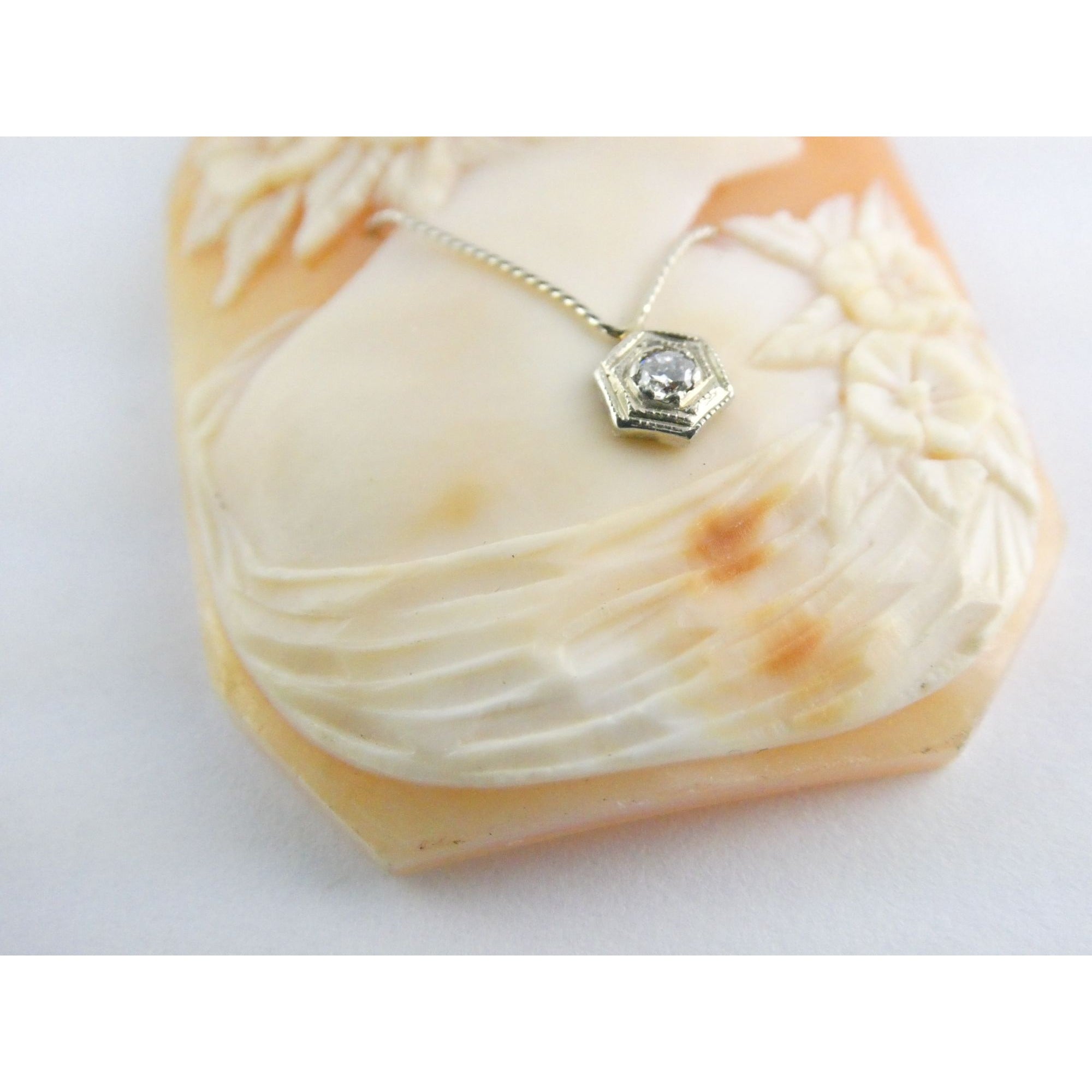 Antique Art Nouveau Shell Loose Cameo Habille Old Mine Diamond 45mm x 33mm Size