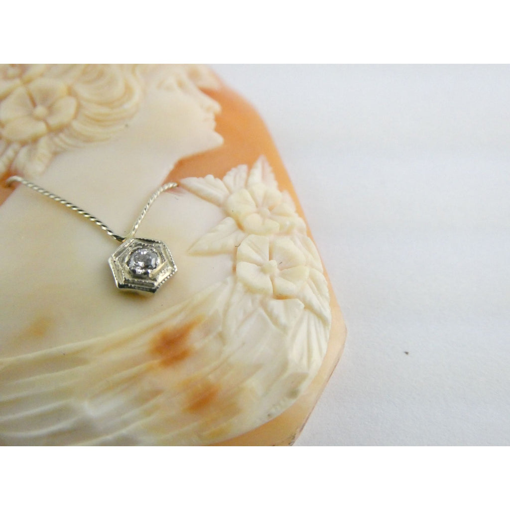 Antique Art Nouveau Shell Loose Cameo Habille Old Mine Diamond 45mm x 33mm Size