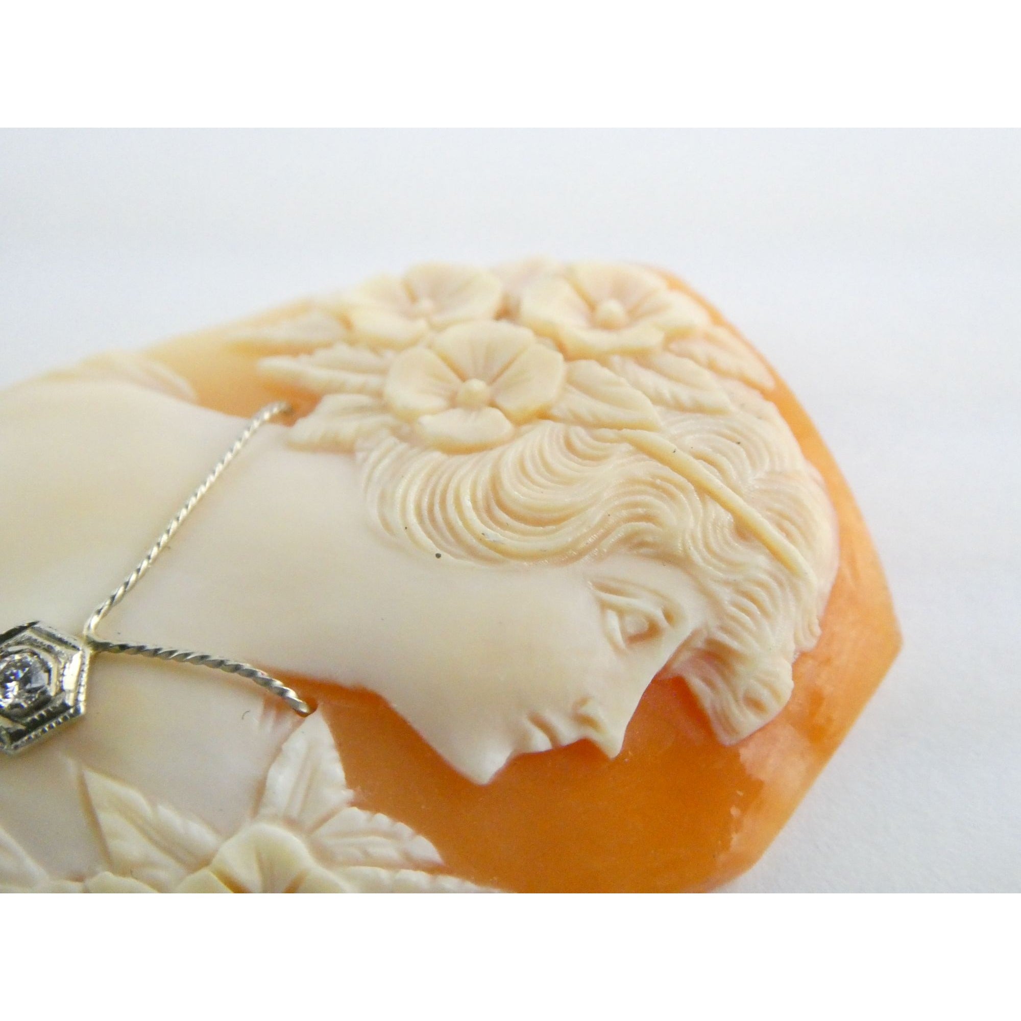 Antique Art Nouveau Shell Loose Cameo Habille Old Mine Diamond 45mm x 33mm Size