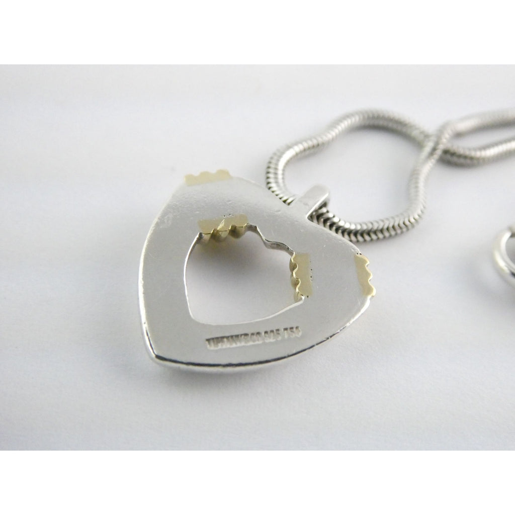 Tiffany and Co 18k Gold and Sterling Silver Combination Heart Pendant Necklace