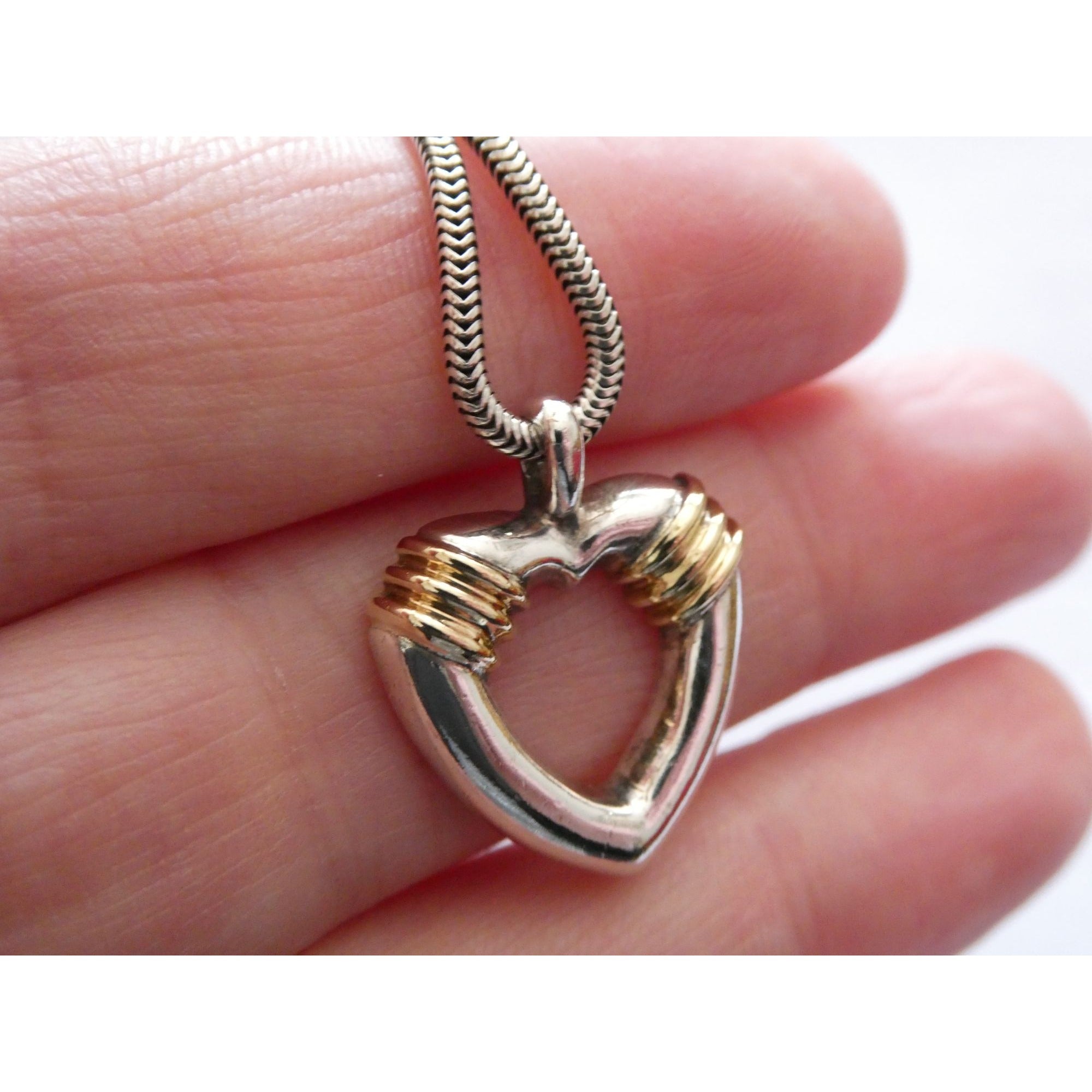 Tiffany and Co 18k Gold and Sterling Silver Combination Heart Pendant Necklace
