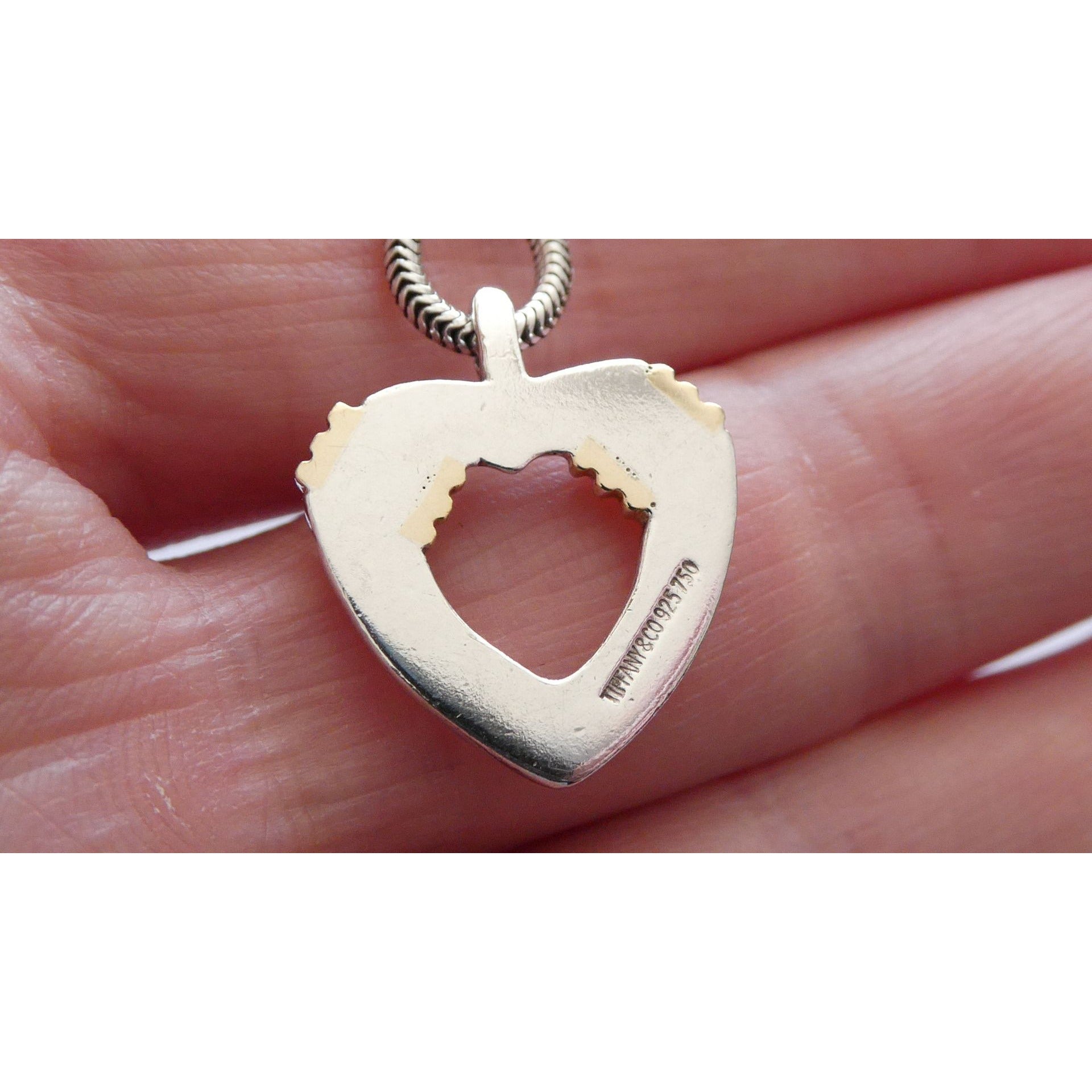 Tiffany and Co 18k Gold and Sterling Silver Combination Heart Pendant Necklace