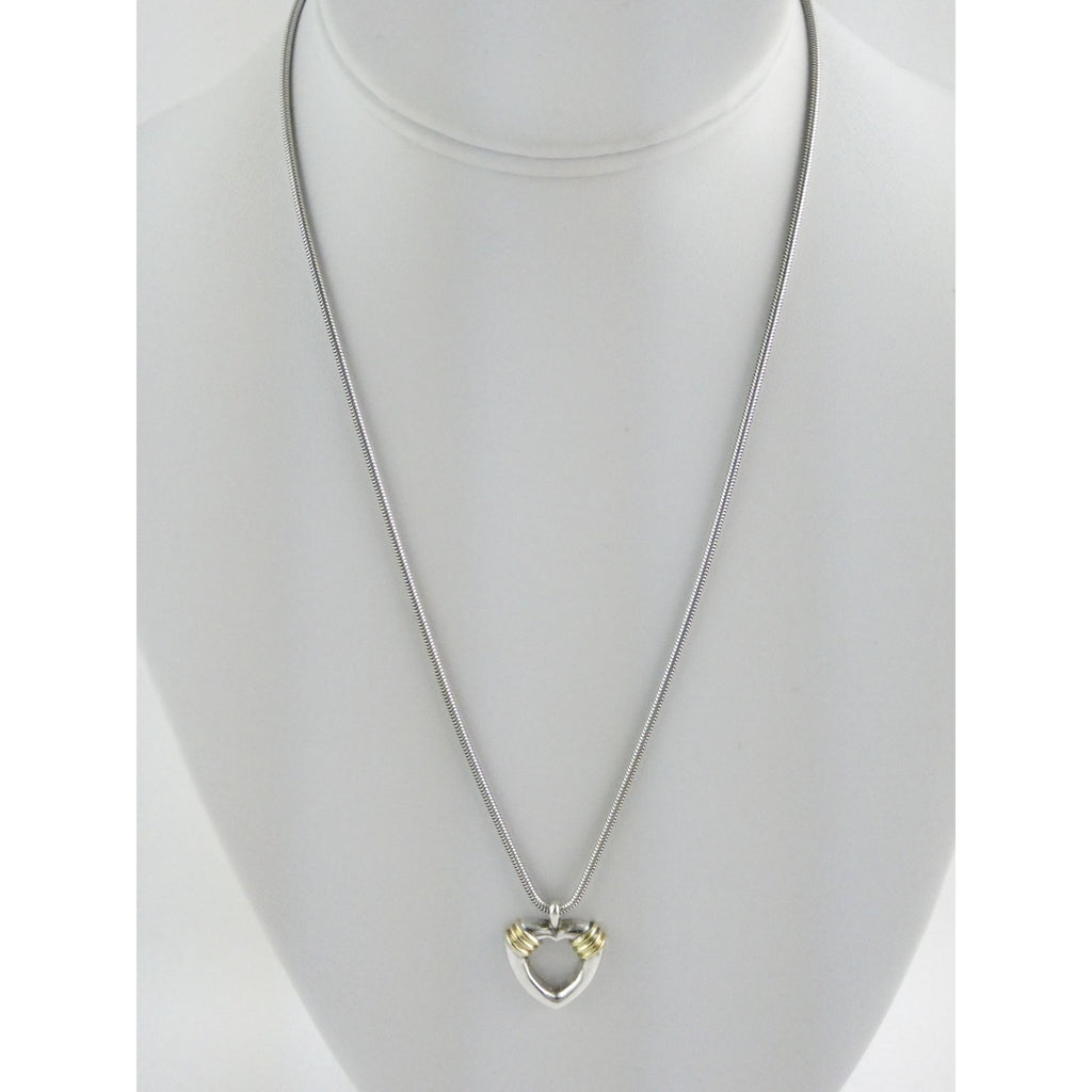 Tiffany and Co 18k Gold and Sterling Silver Combination Heart Pendant Necklace