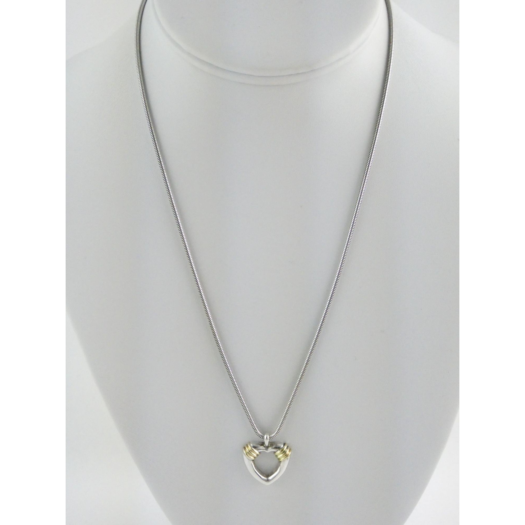 Tiffany and Co 18k Gold and Sterling Silver Combination Heart Pendant Necklace