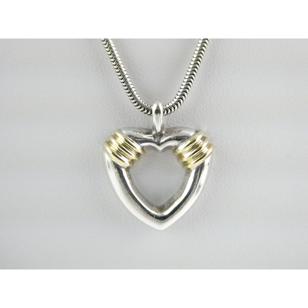 Tiffany and Co 18k Gold and Sterling Silver Combination Heart Pendant Necklace