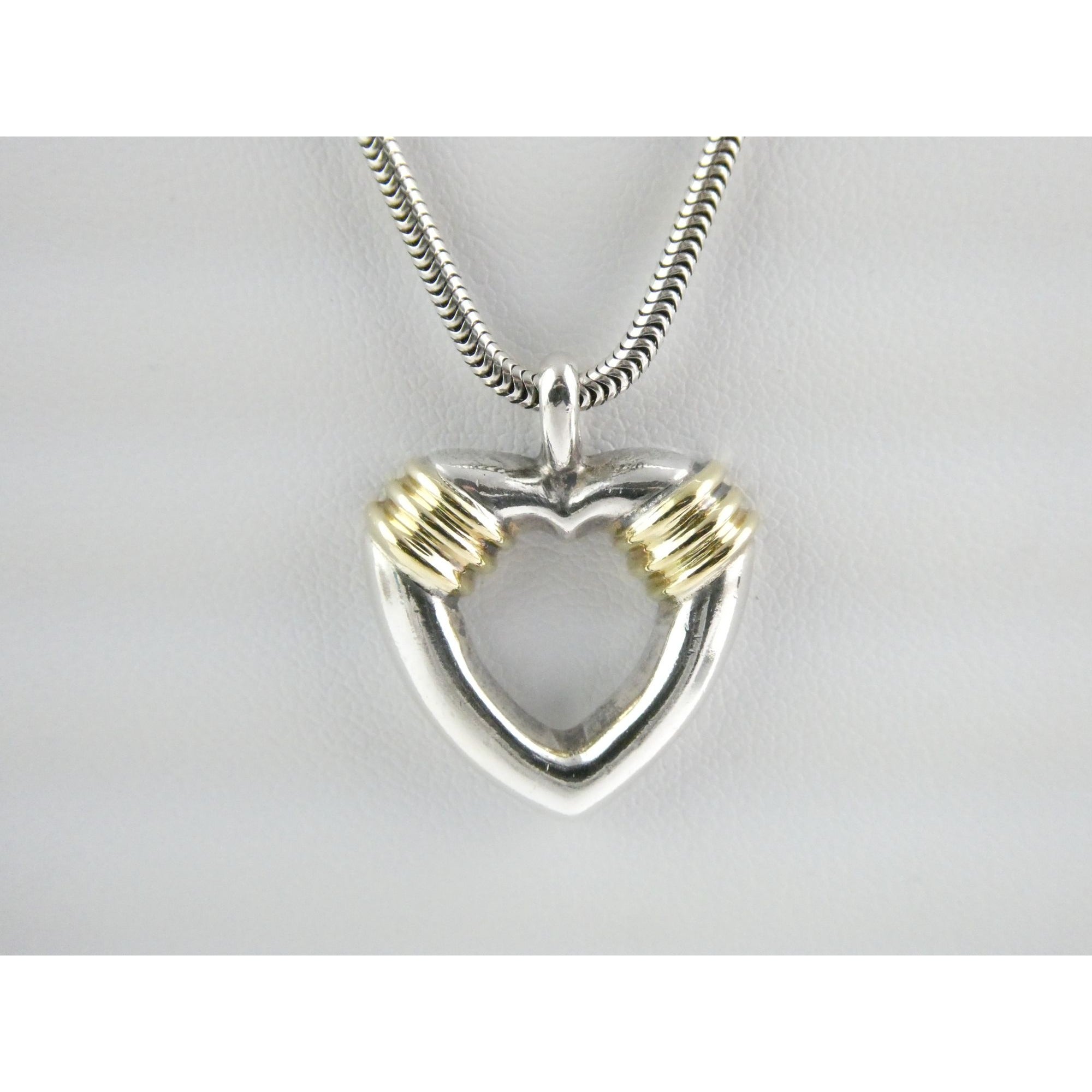 Tiffany and Co 18k Gold and Sterling Silver Combination Heart Pendant Necklace