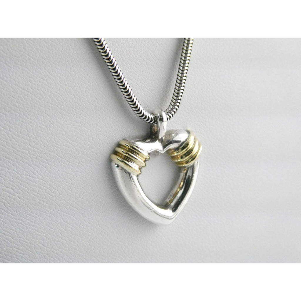 Tiffany and Co 18k Gold and Sterling Silver Combination Heart Pendant Necklace