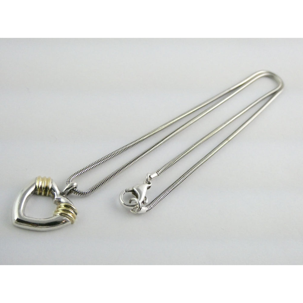 Tiffany and Co 18k Gold and Sterling Silver Combination Heart Pendant Necklace