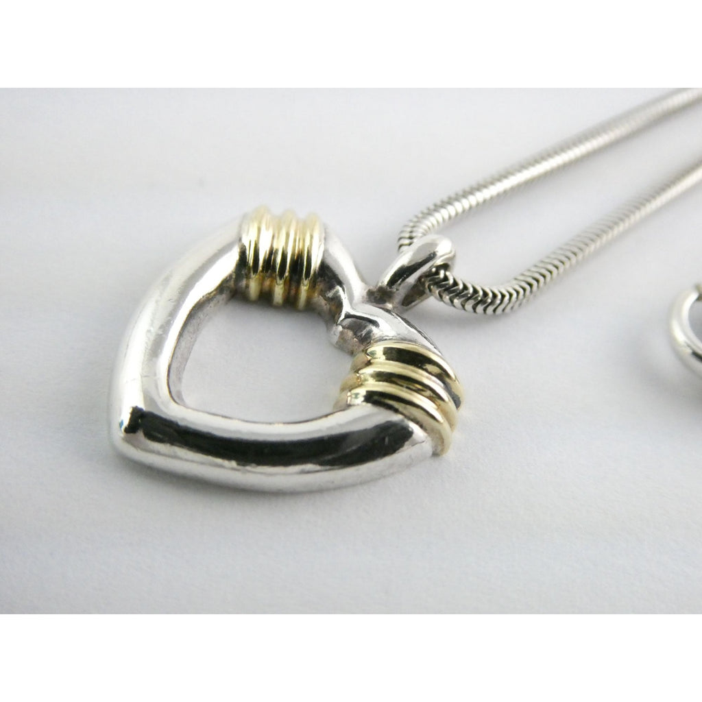 Tiffany and Co 18k Gold and Sterling Silver Combination Heart Pendant Necklace