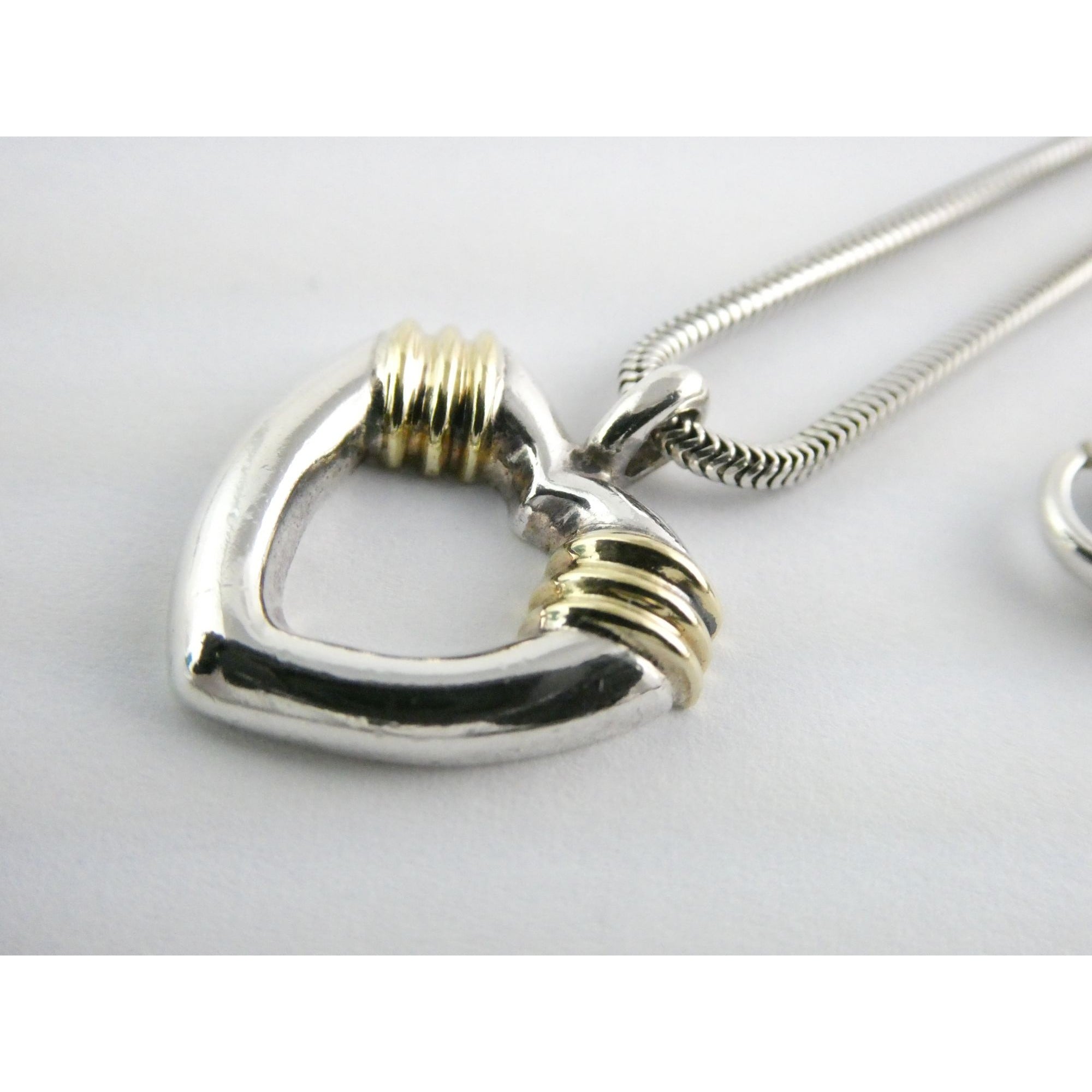 Tiffany and Co 18k Gold and Sterling Silver Combination Heart Pendant Necklace