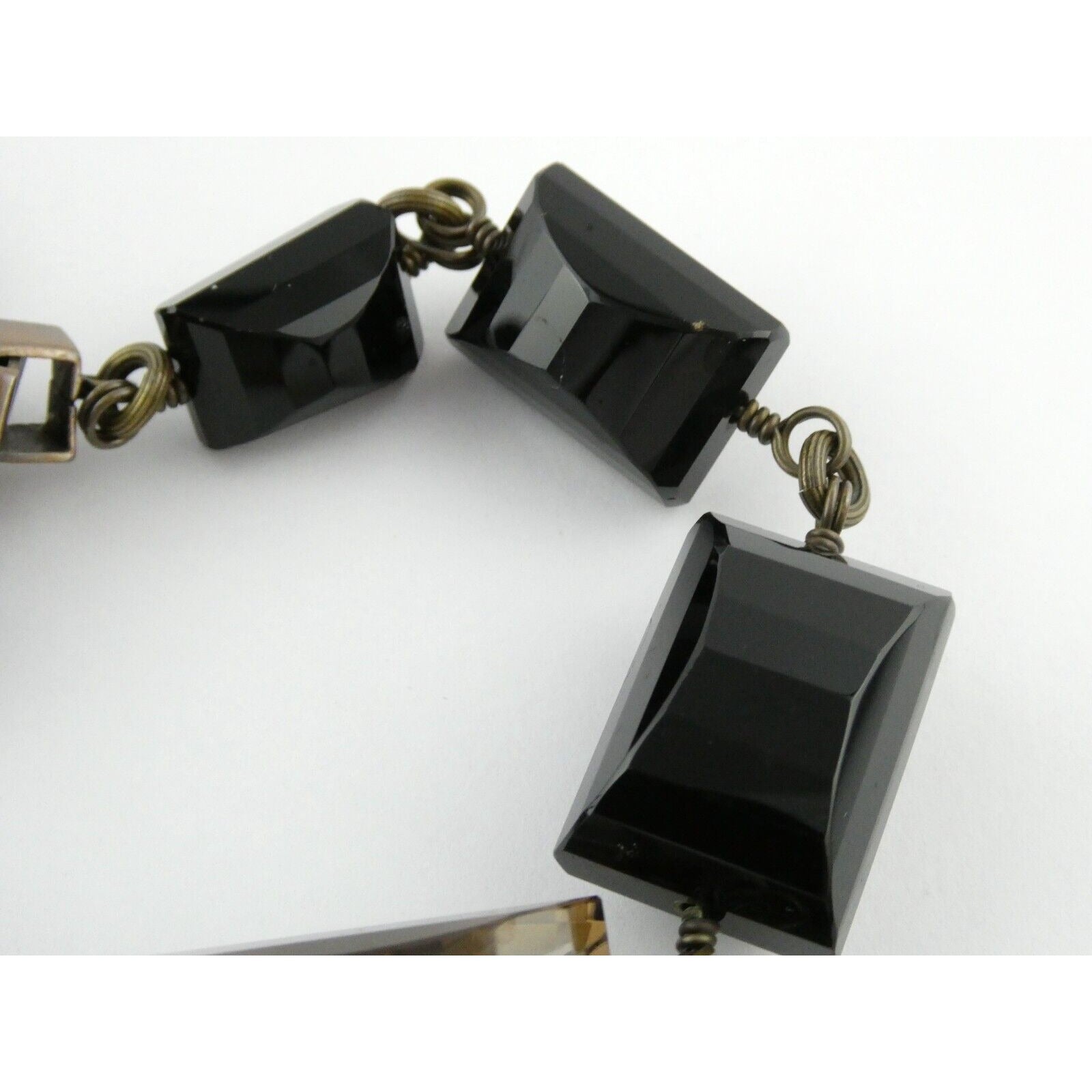 Stephen Dweck Bronze Pyrite Smoky Quartz Statement Necklace 40.5 Inches with Bag