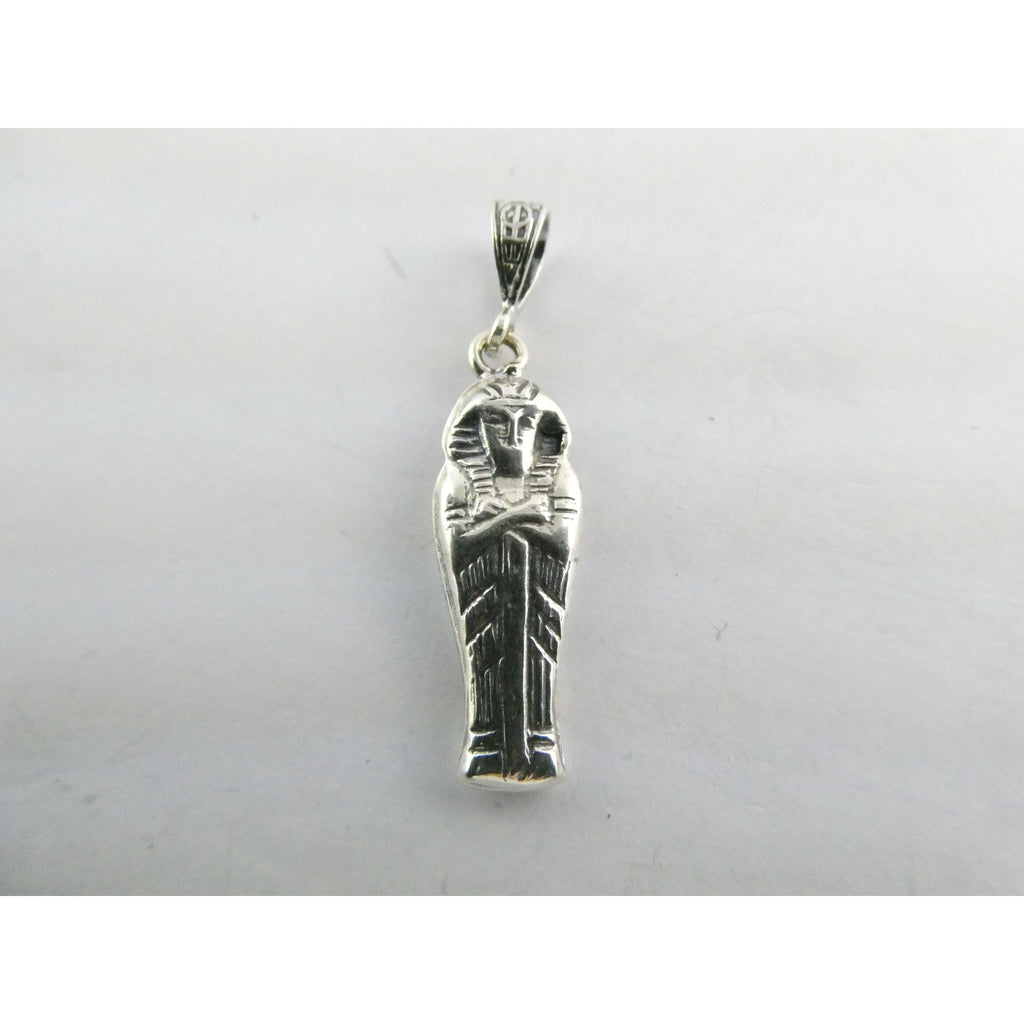 Vintage Sterling Silver Egyptian Pharaoh Mummy Sarcophagus Pendant 1.6g 37mm