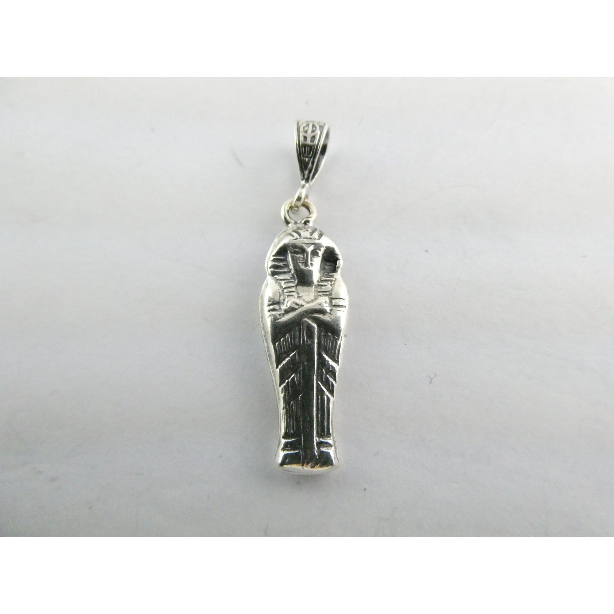 Vintage Sterling Silver Egyptian Pharaoh Mummy Sarcophagus Pendant 1.6g 37mm