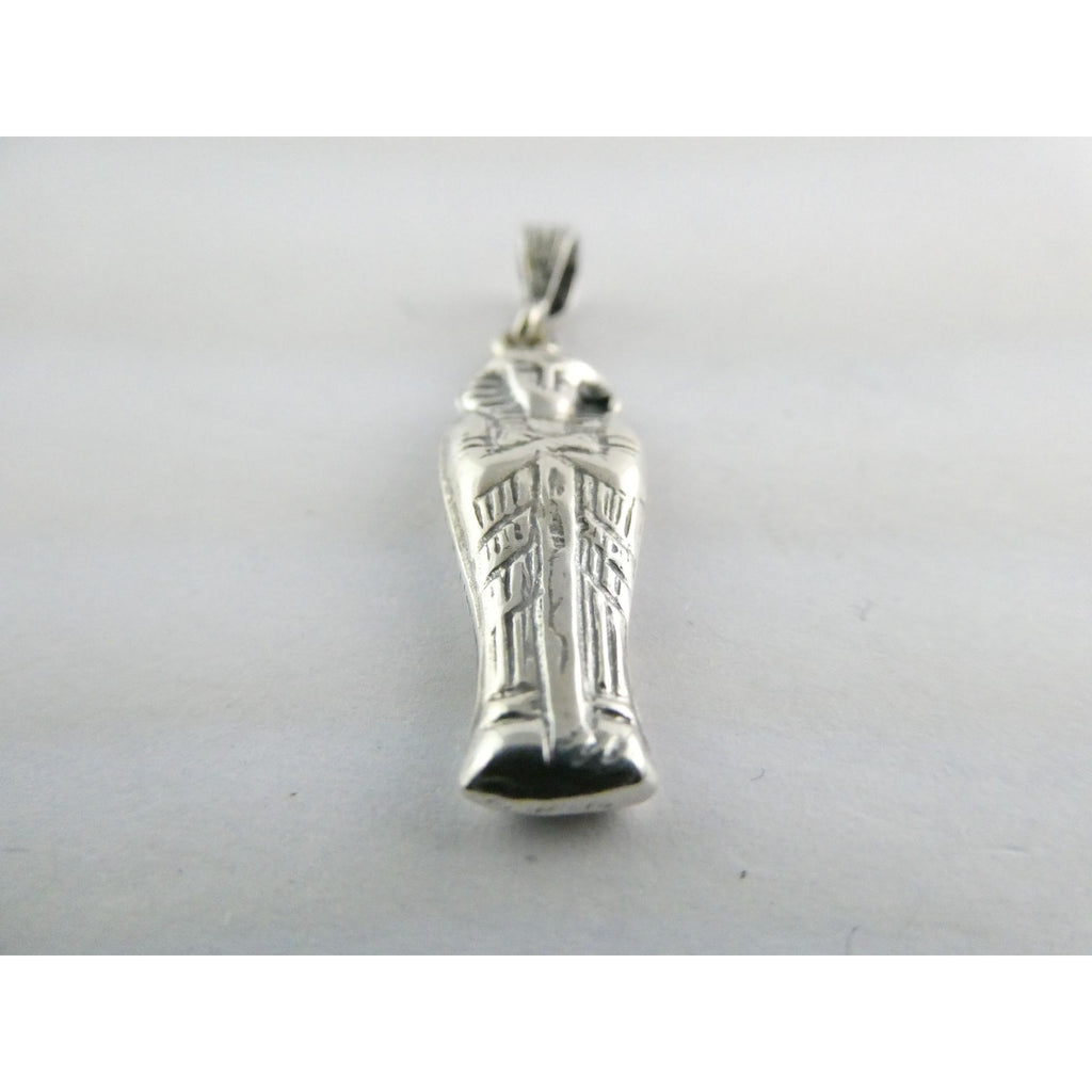 Vintage Sterling Silver Egyptian Pharaoh Mummy Sarcophagus Pendant 1.6g 37mm