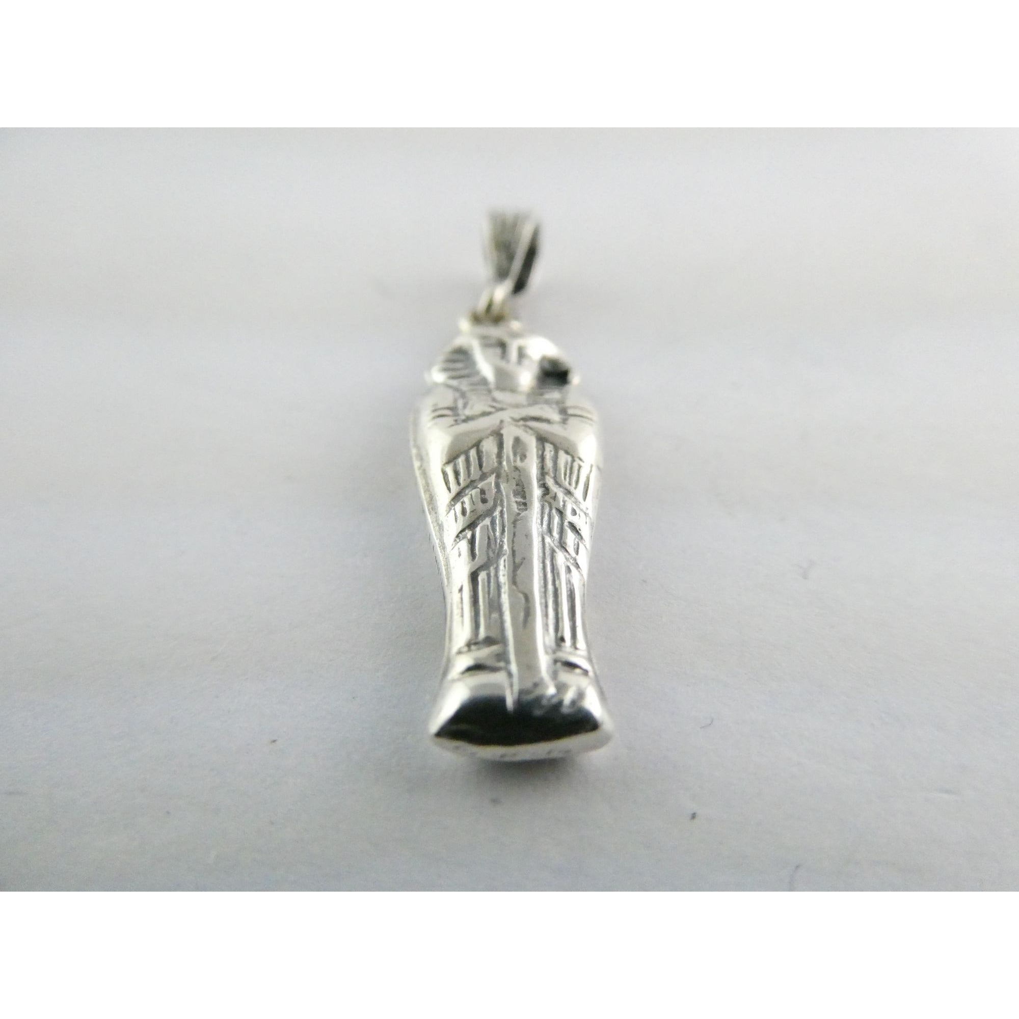 Vintage Sterling Silver Egyptian Pharaoh Mummy Sarcophagus Pendant 1.6g 37mm