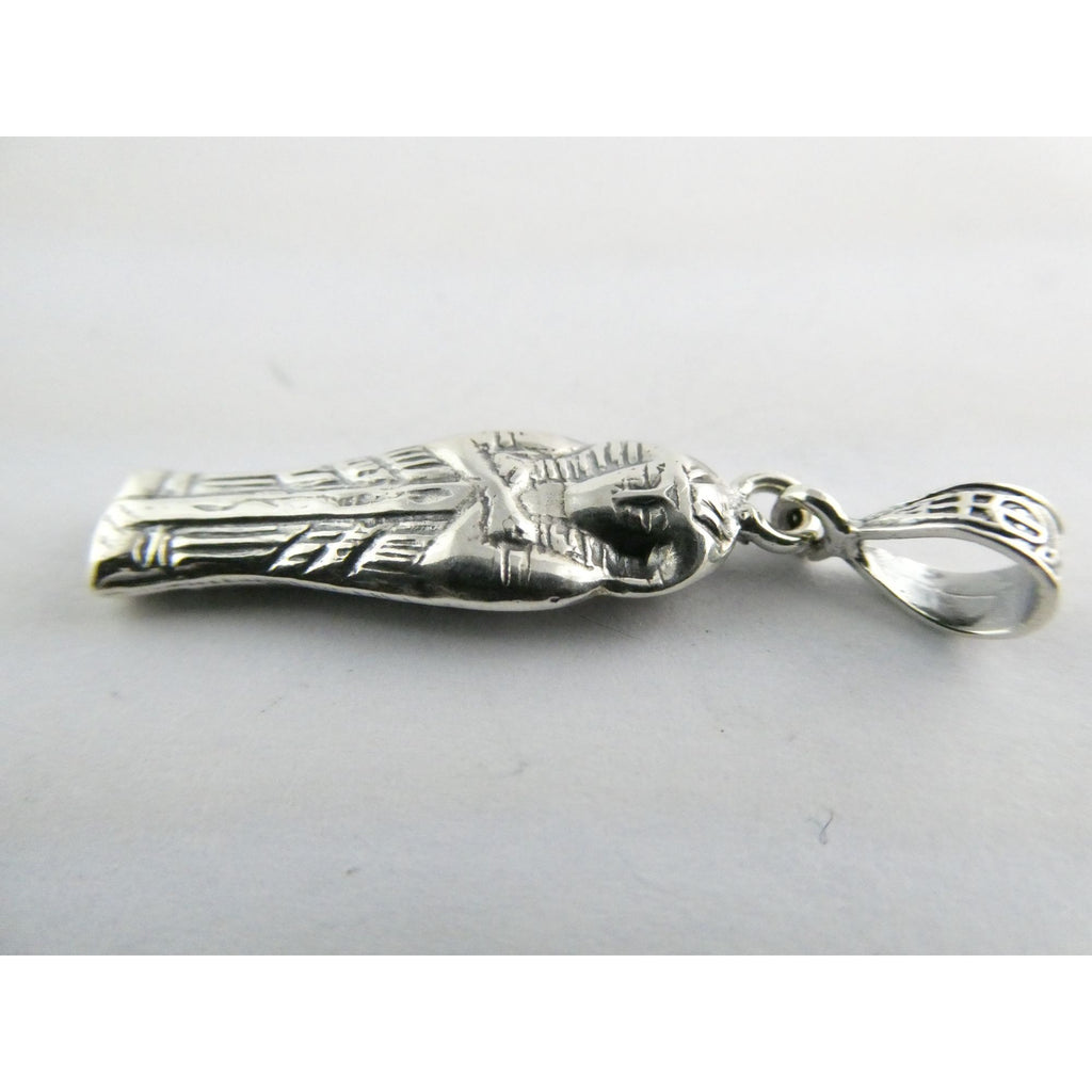 Vintage Sterling Silver Egyptian Pharaoh Mummy Sarcophagus Pendant 1.6g 37mm