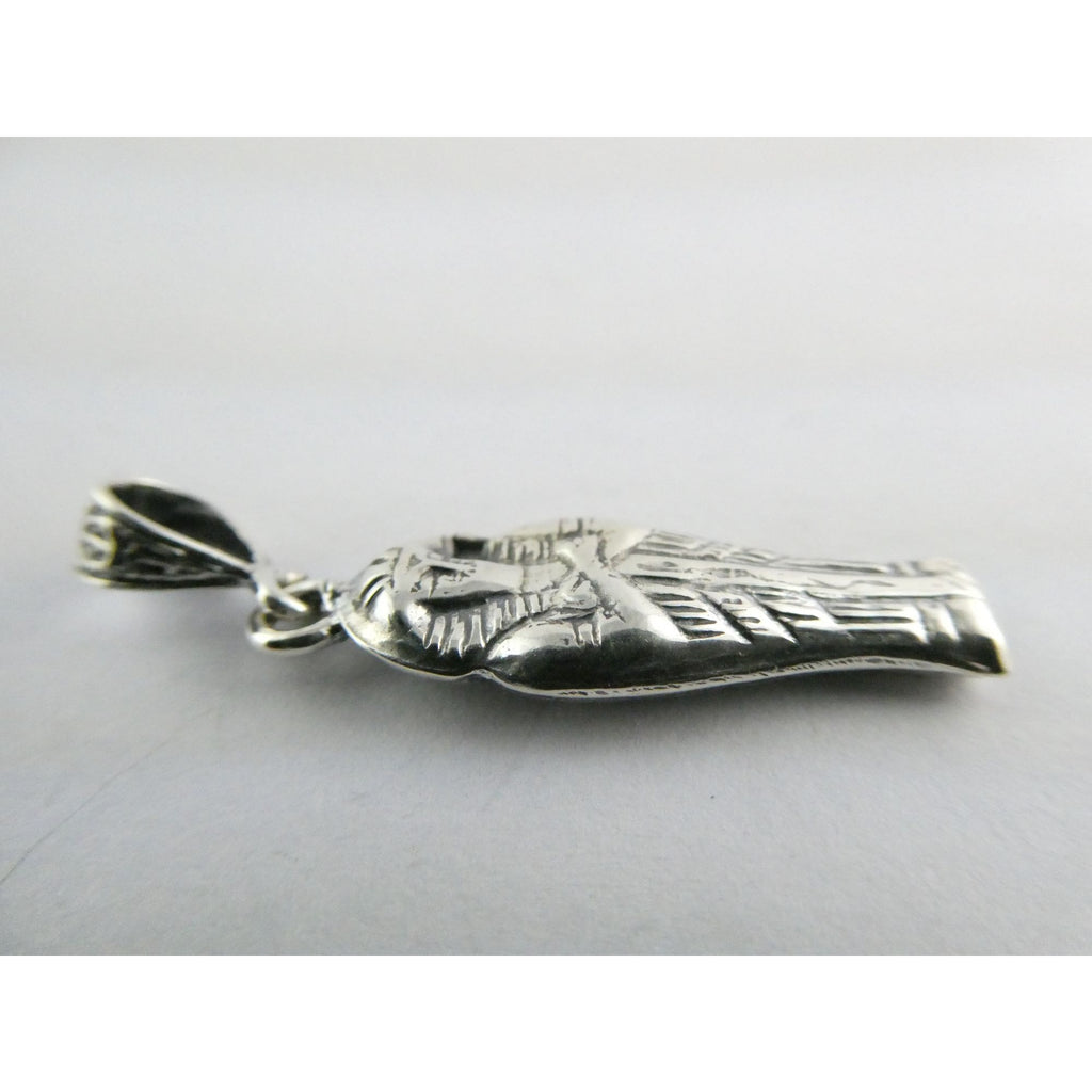 Vintage Sterling Silver Egyptian Pharaoh Mummy Sarcophagus Pendant 1.6g 37mm