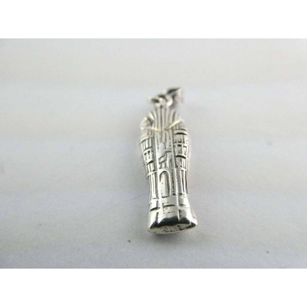 Vintage Sterling Silver Egyptian Pharaoh Mummy Sarcophagus Pendant 1.6g 37mm