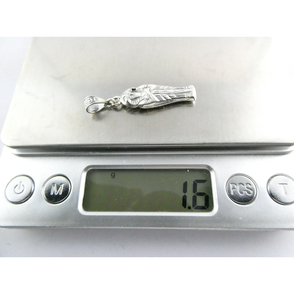 Vintage Sterling Silver Egyptian Pharaoh Mummy Sarcophagus Pendant 1.6g 37mm