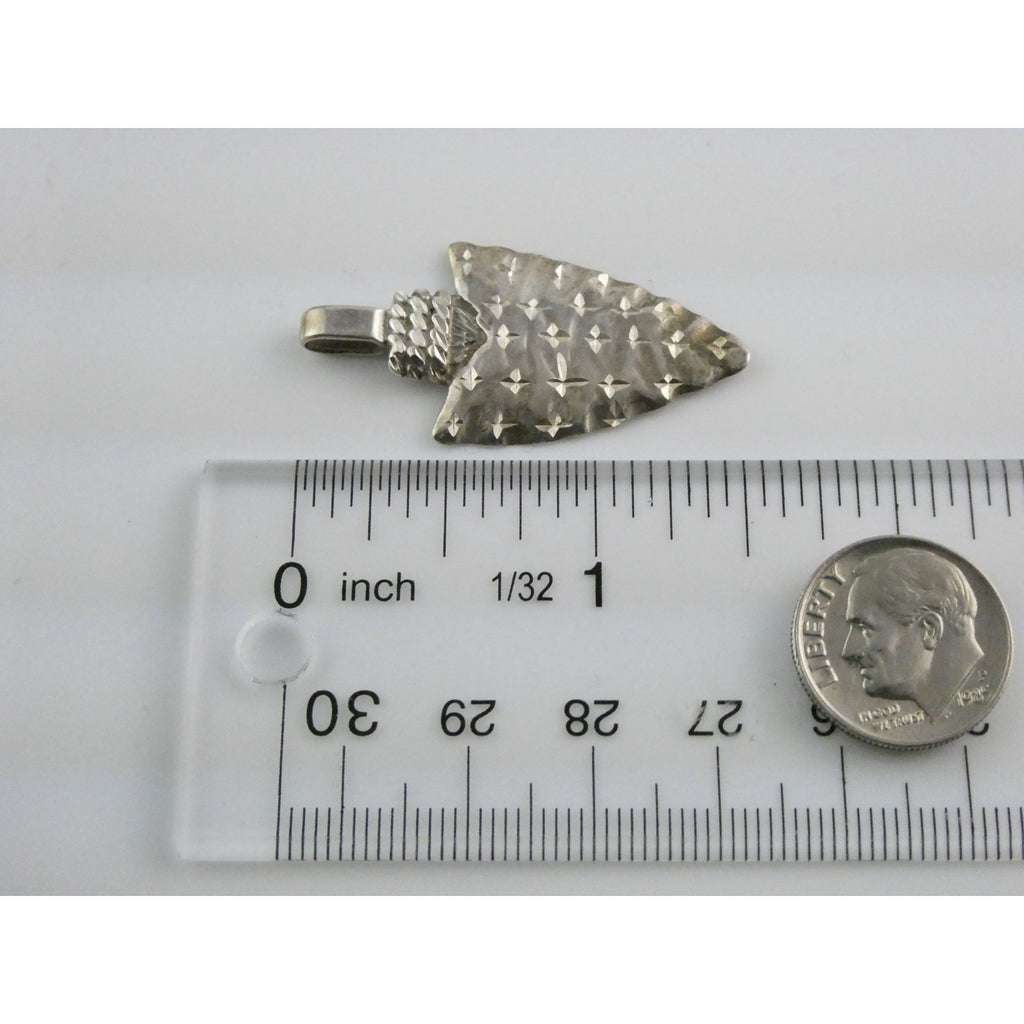 Southwestern Animal Glyph Marked Sterling Silver Arrowhead Pendant 4.7g 39mm