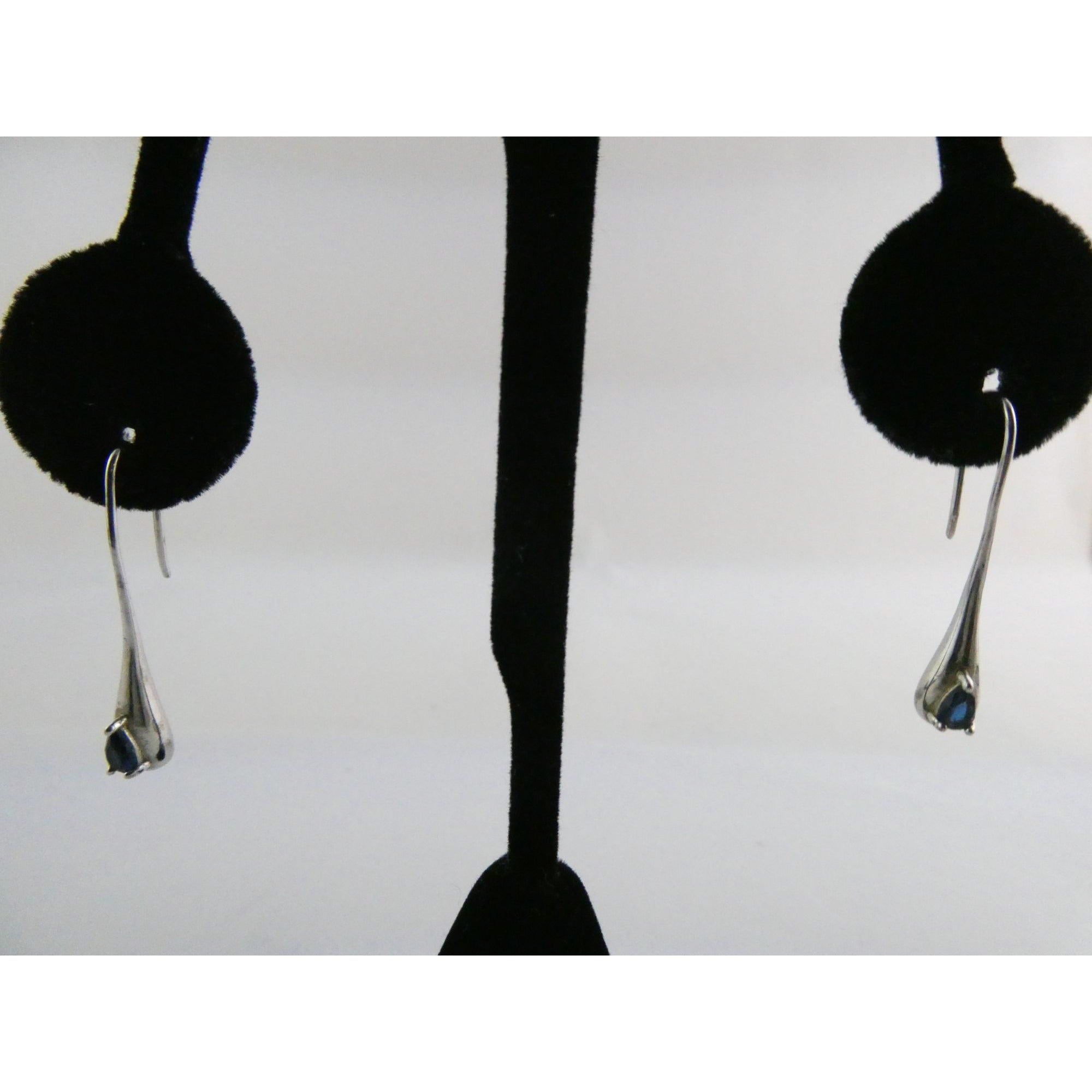 Sterling Silver Blue Crystal Hook Earrings 2.1g 1.25 Inch Length