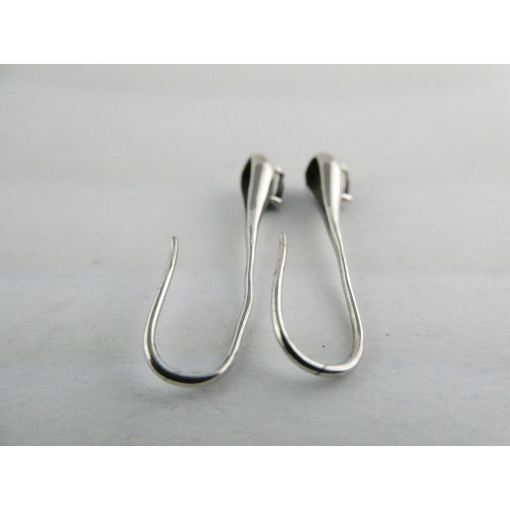 Sterling Silver Blue Crystal Hook Earrings 2.1g 1.25 Inch Length