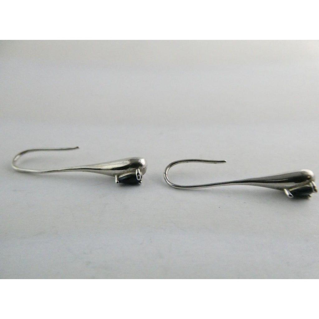 Sterling Silver Blue Crystal Hook Earrings 2.1g 1.25 Inch Length