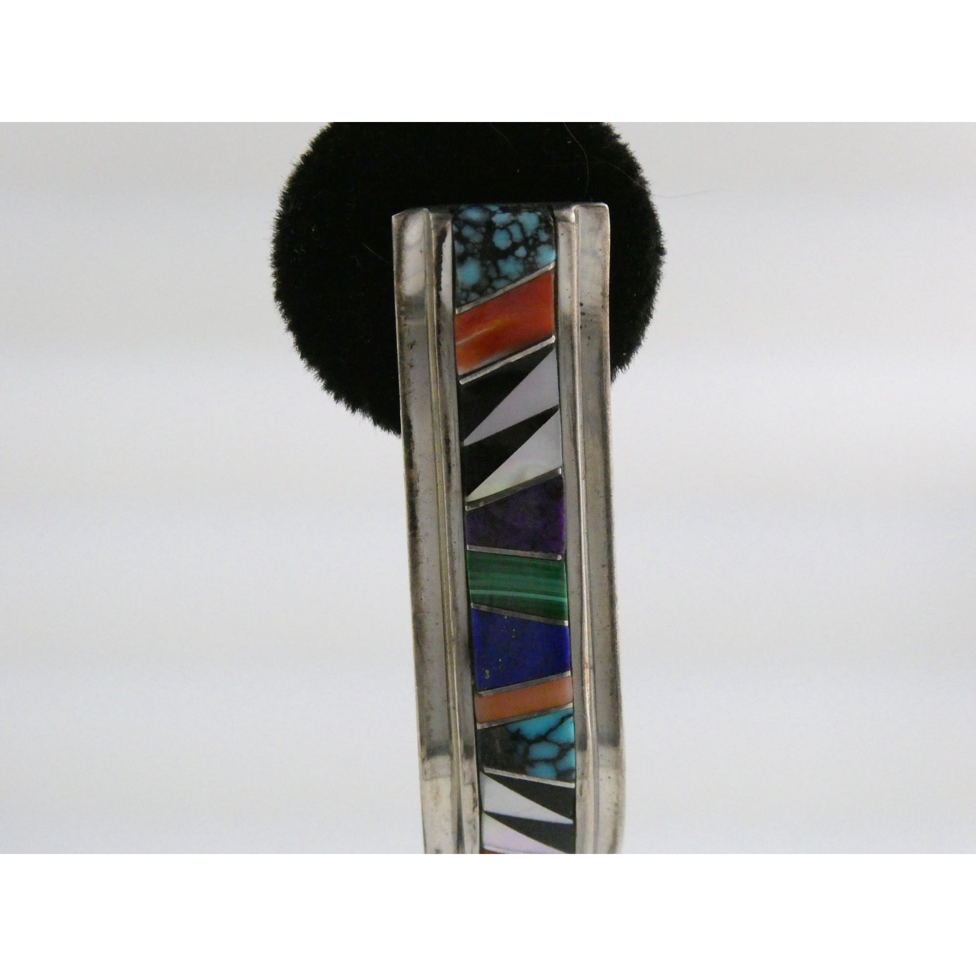 NA Randy Boyd Navajo Sterling Silver Multi Gem Inlay Stud Earrings Turquoise 21g